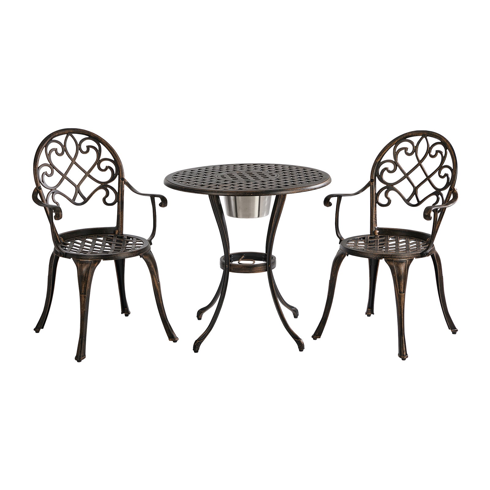 Livsip 3 Pieces Outdoor Patio Set Table Chairs Bistro Setting Cast Aluminium