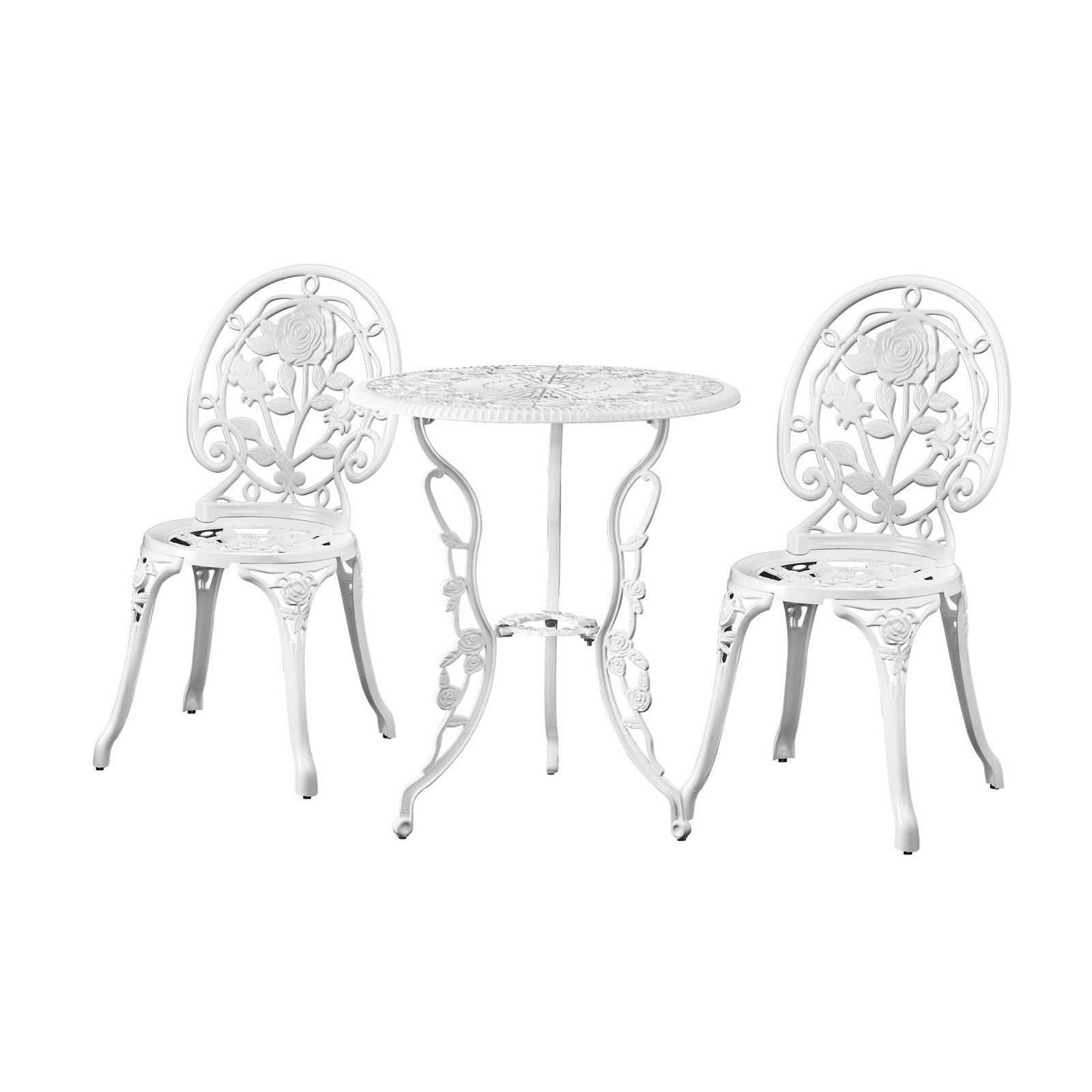 Livsip Outdoor Setting 3 Piece Bistro Chairs Table Set Cast Aluminum Patio Rose - Sunyee