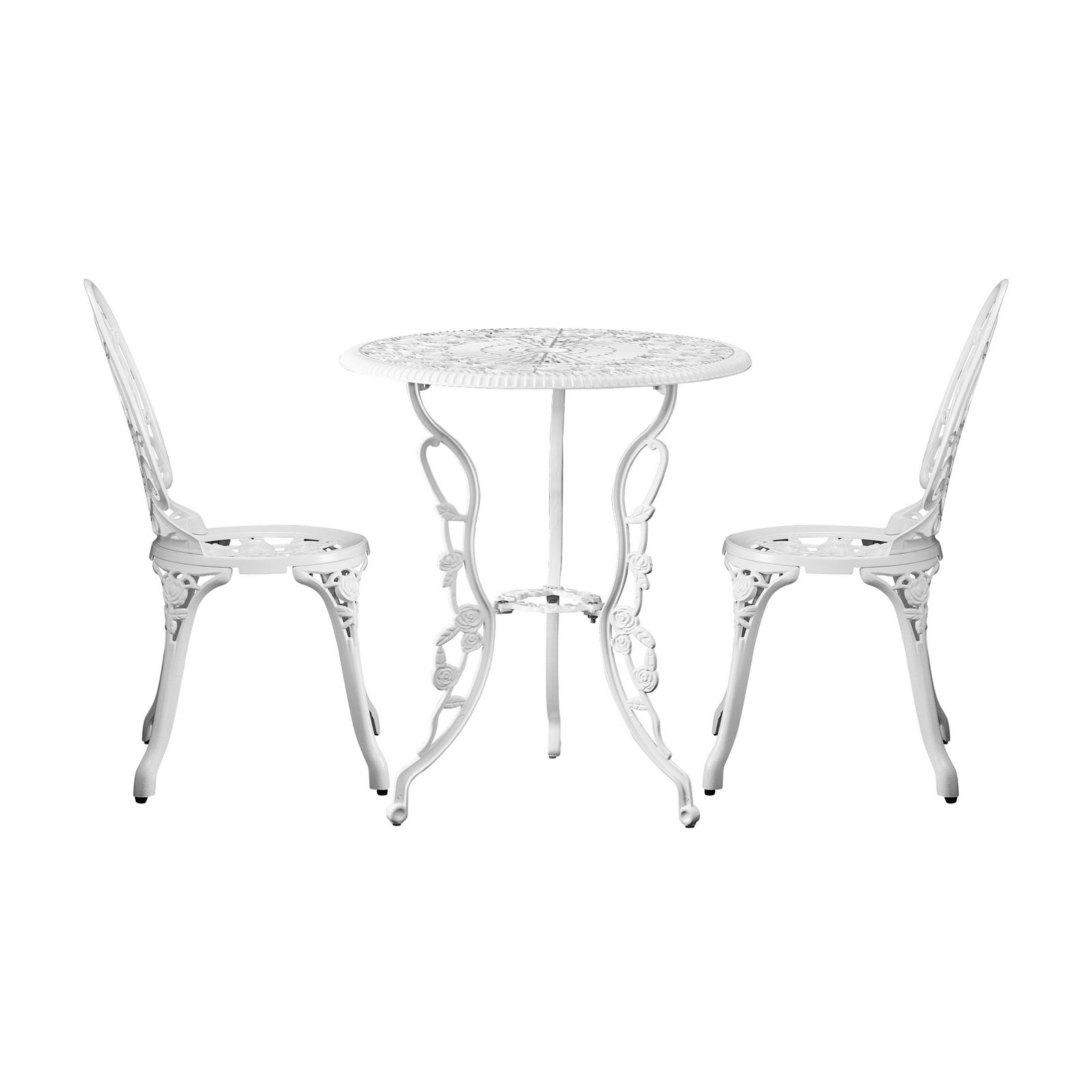 Livsip Outdoor Setting 3 Piece Bistro Chairs Table Set Cast Aluminum Patio Rose - Sunyee