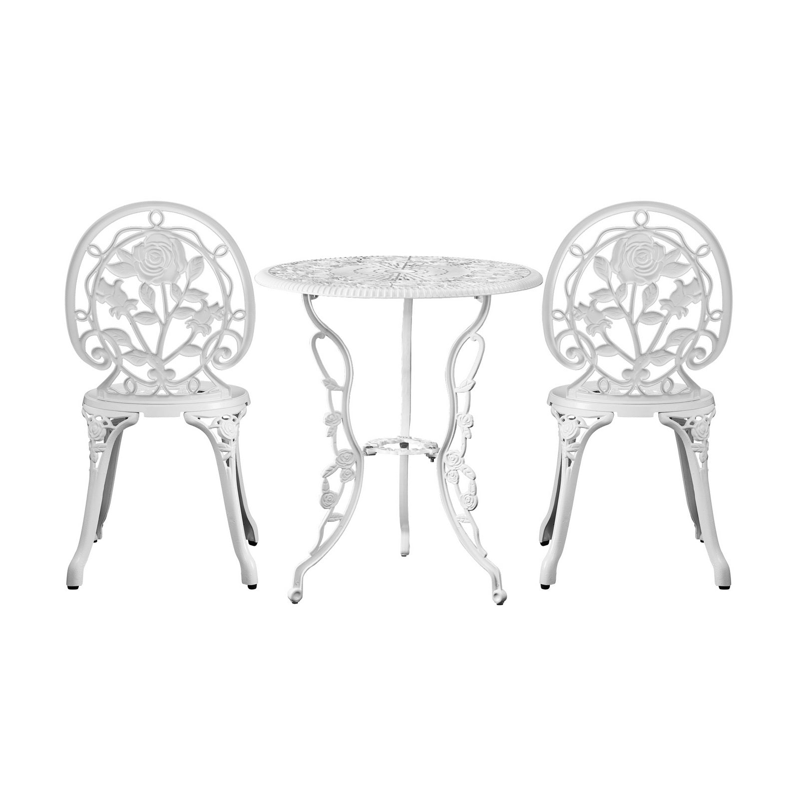 Livsip Outdoor Setting 3 Piece Bistro Chairs Table Set Cast Aluminum Patio Rose - Sunyee