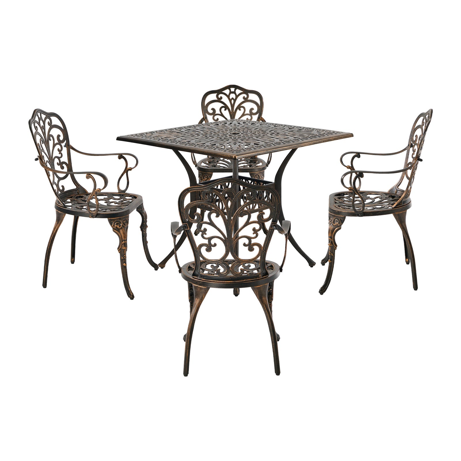 Livsip 5 Piece Outdoor Patio Set Bistro Patio Setting Cast Aluminium Butterfly