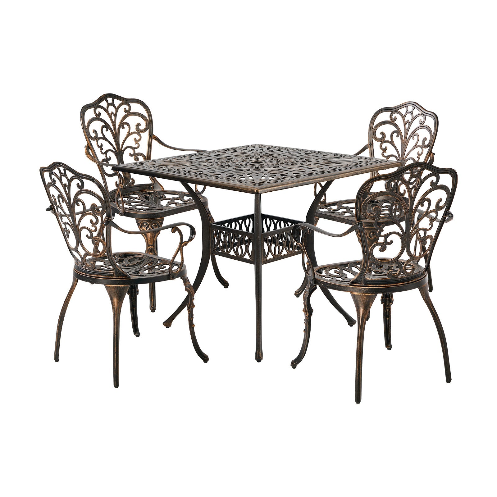 Livsip 5 Piece Outdoor Patio Set Bistro Patio Setting Cast Aluminium Butterfly