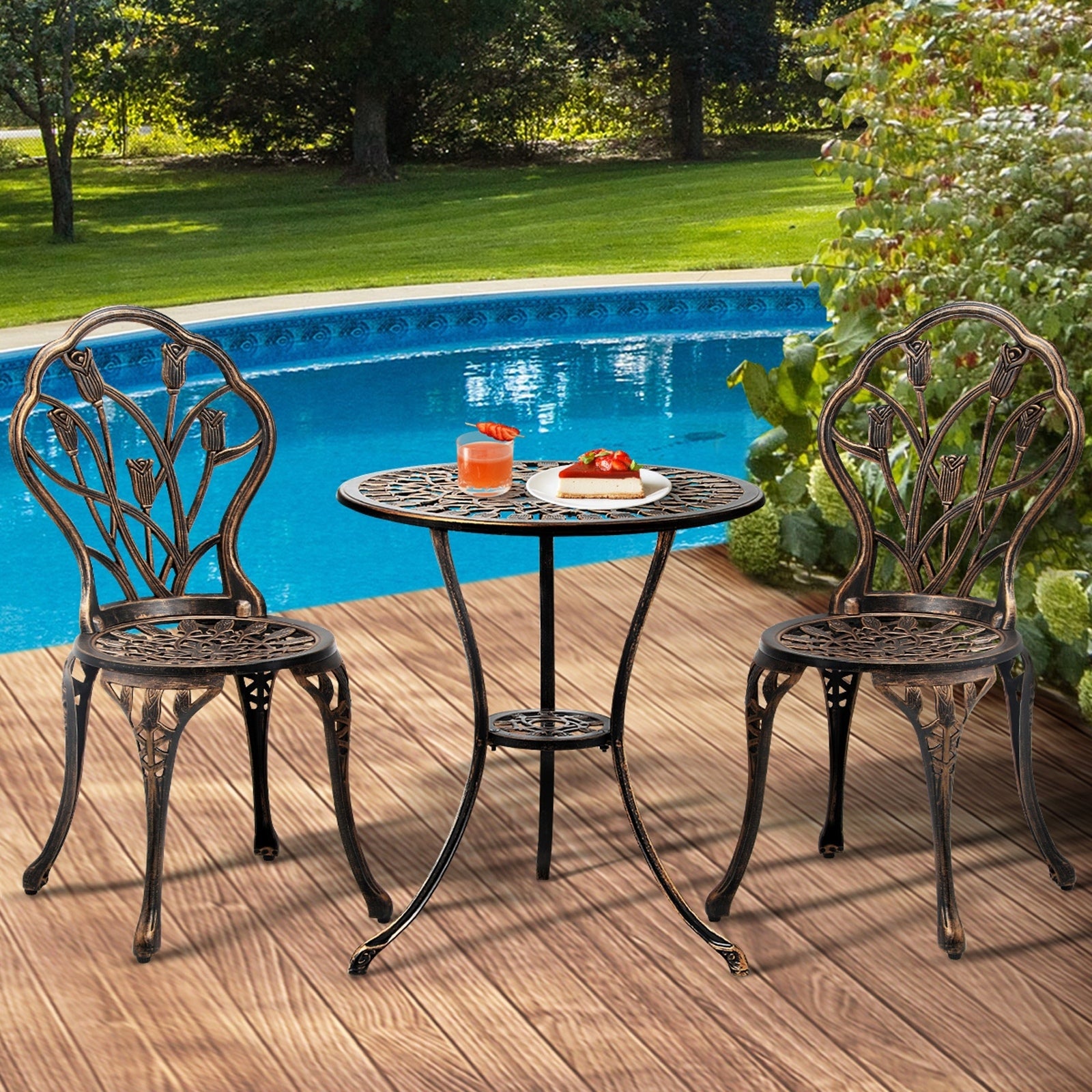 Livsip 3PCS Bistro Outdoor Setting Chairs Table Patio Dining Set Furniture - Sunyee