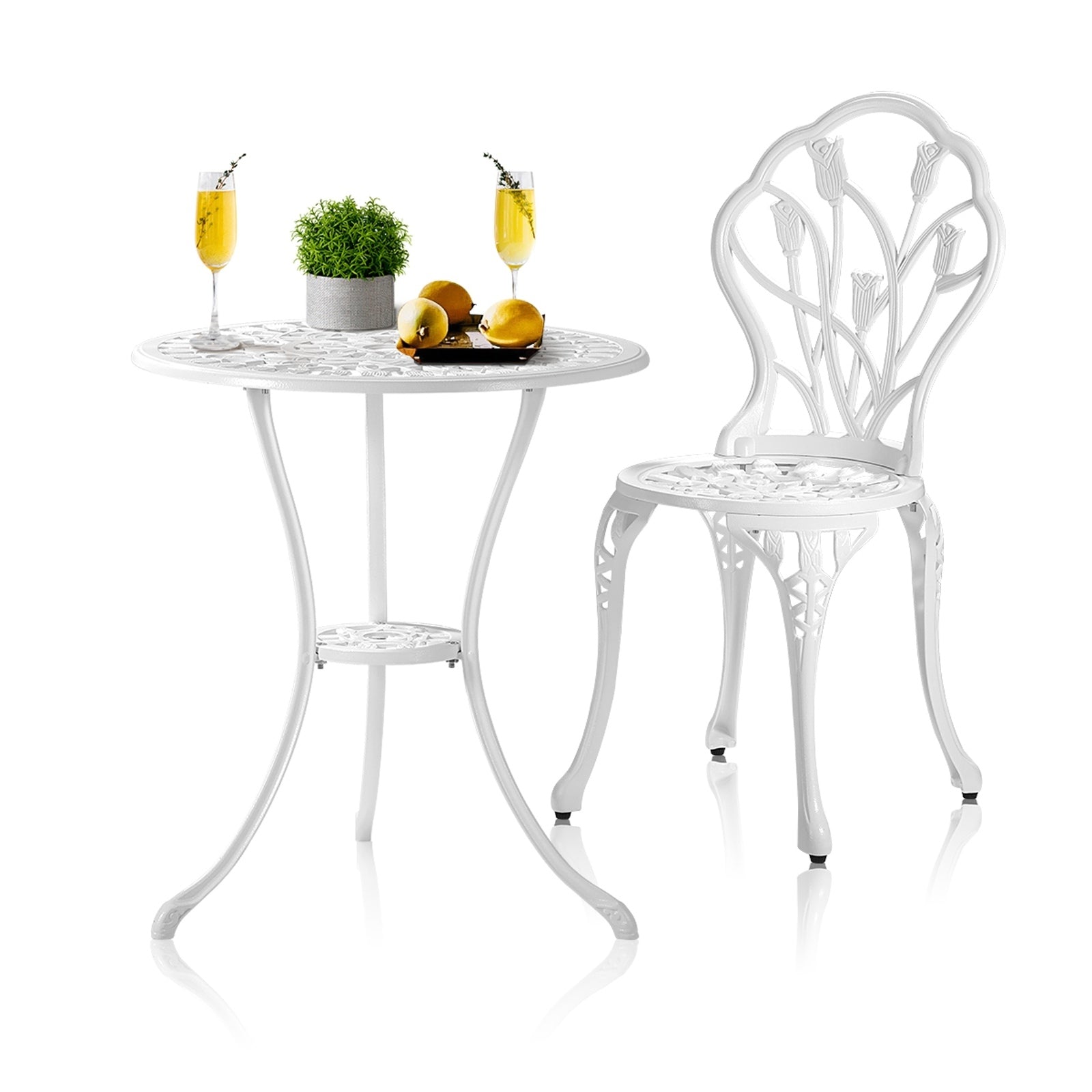 Livsip 3 Piece Outdoor Furniture Setting Chairs Table Bistro Patio Dining Set - Sunyee