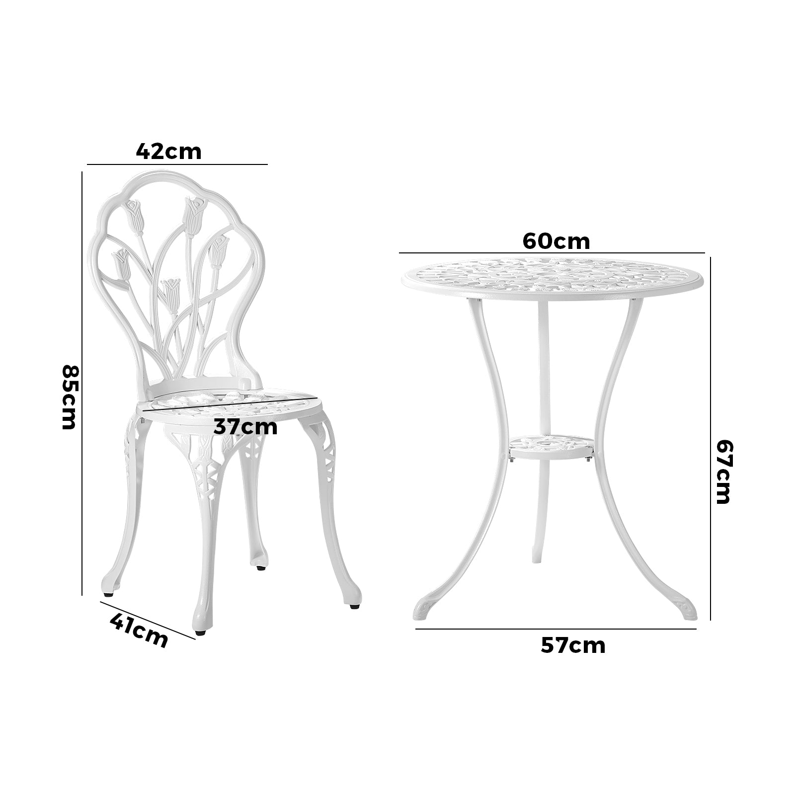 Livsip 3 Piece Outdoor Furniture Setting Chairs Table Bistro Patio Dining Set - Sunyee