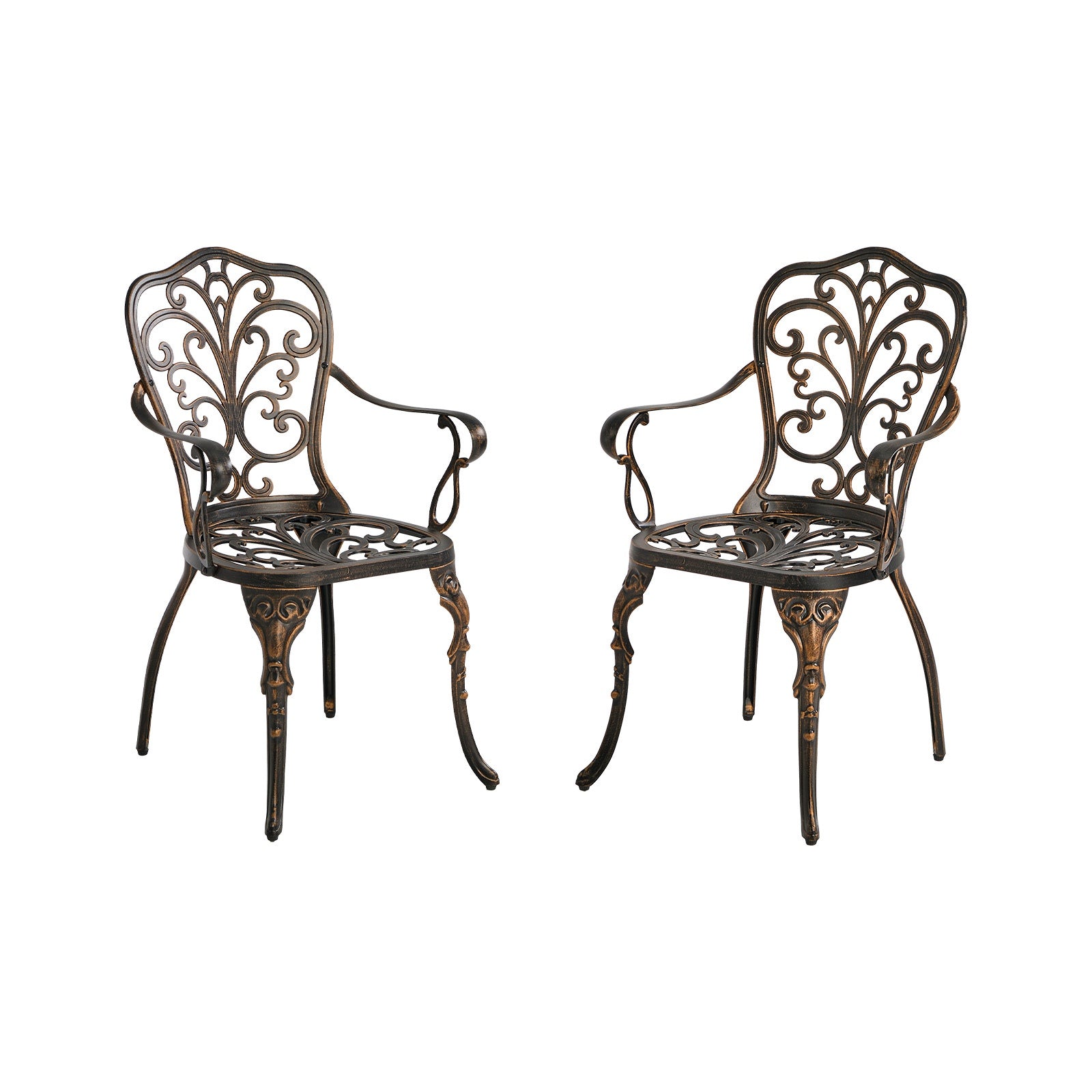 Livsip 2PCS Outdoor Patio Chairs Garden Patio Armchairs Cast Aluminium Butterfly