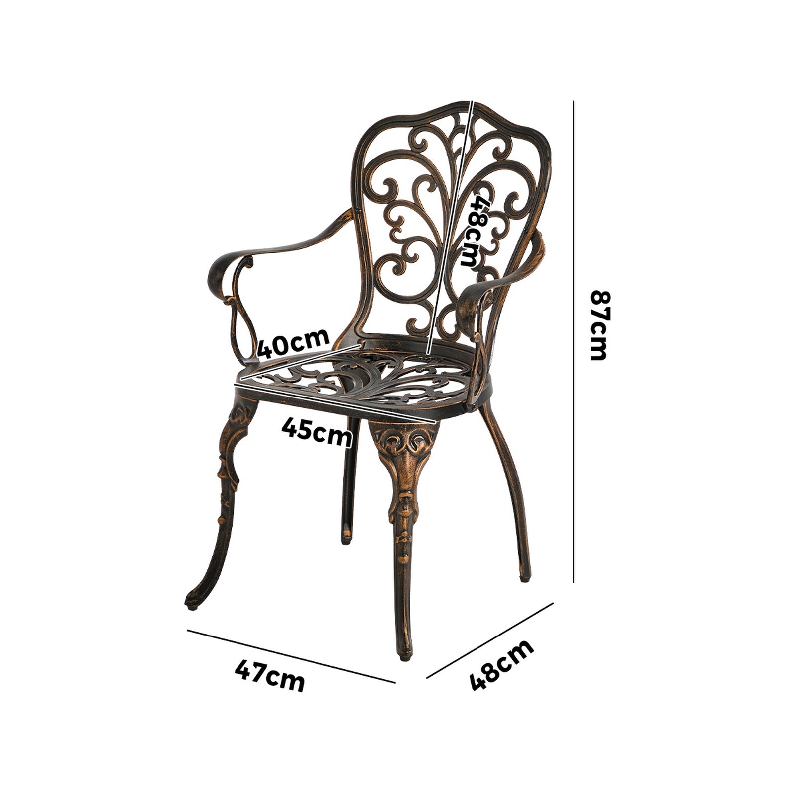 Livsip 2PCS Outdoor Patio Chairs Garden Patio Armchairs Cast Aluminium Butterfly