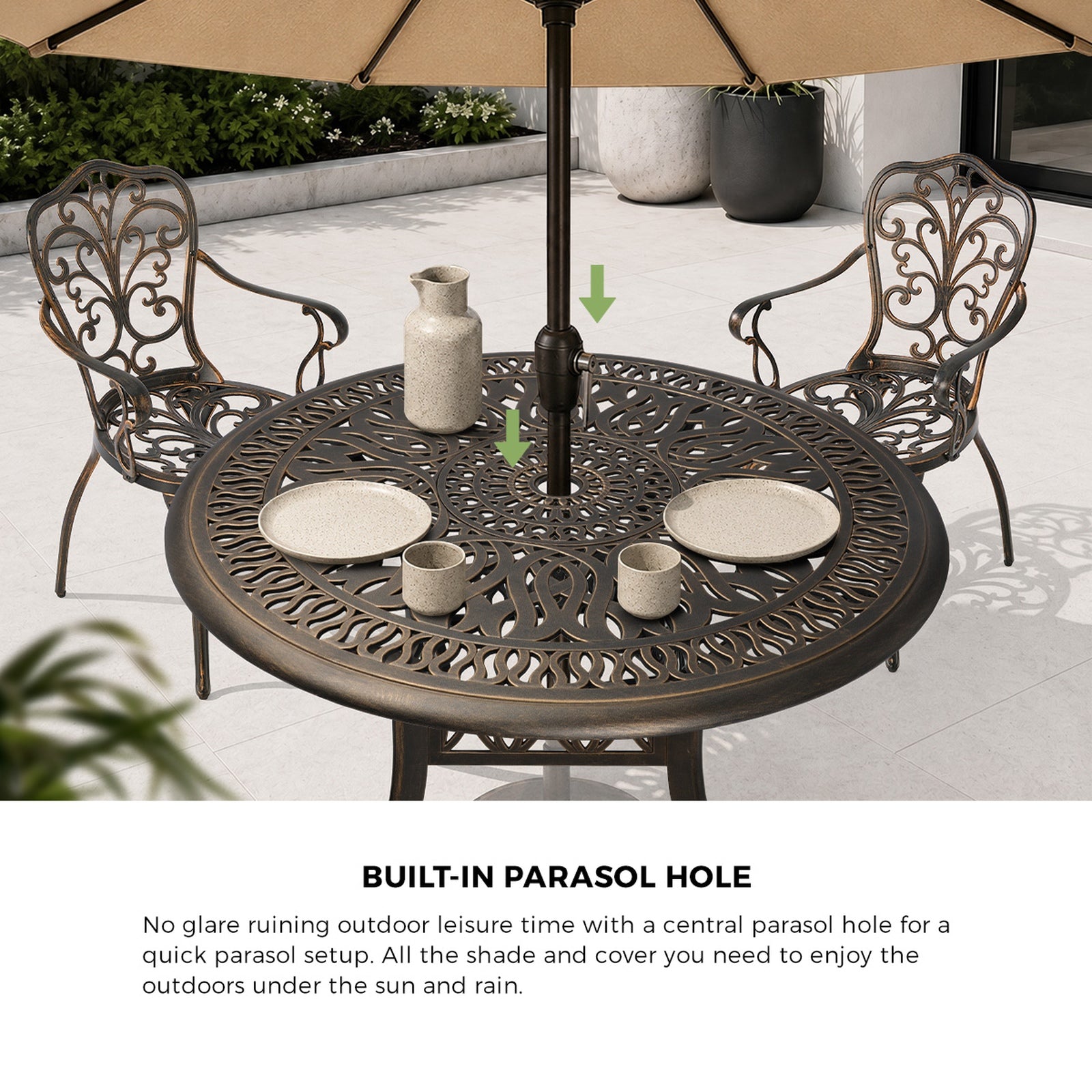 Livsip 3 Piece Outdoor Patio Set Table Chairs Bistro Cast Aluminium Furniture