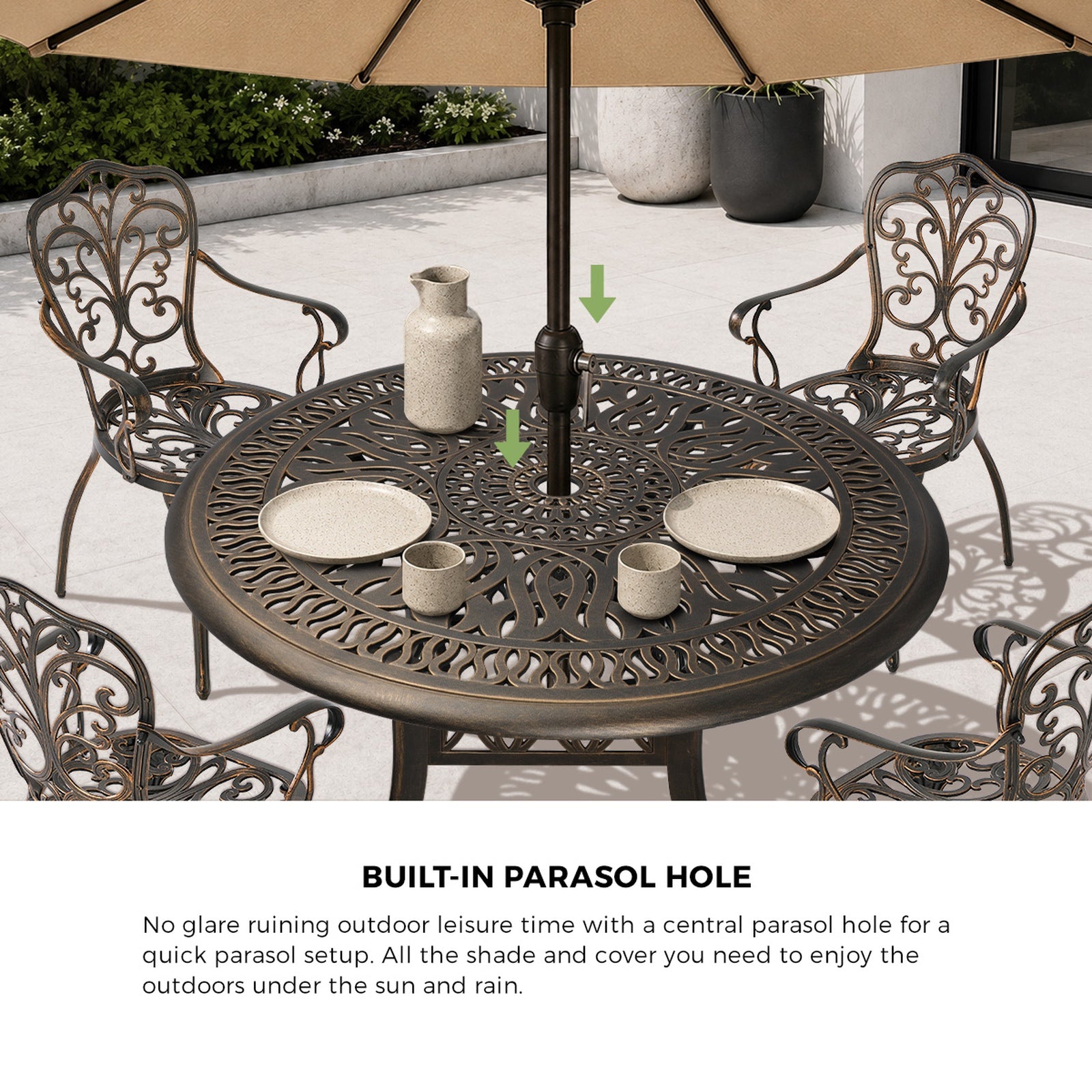 Livsip 5 Piece Outdoor Patio Set Table Chairs Bistro Cast Aluminium Furniture