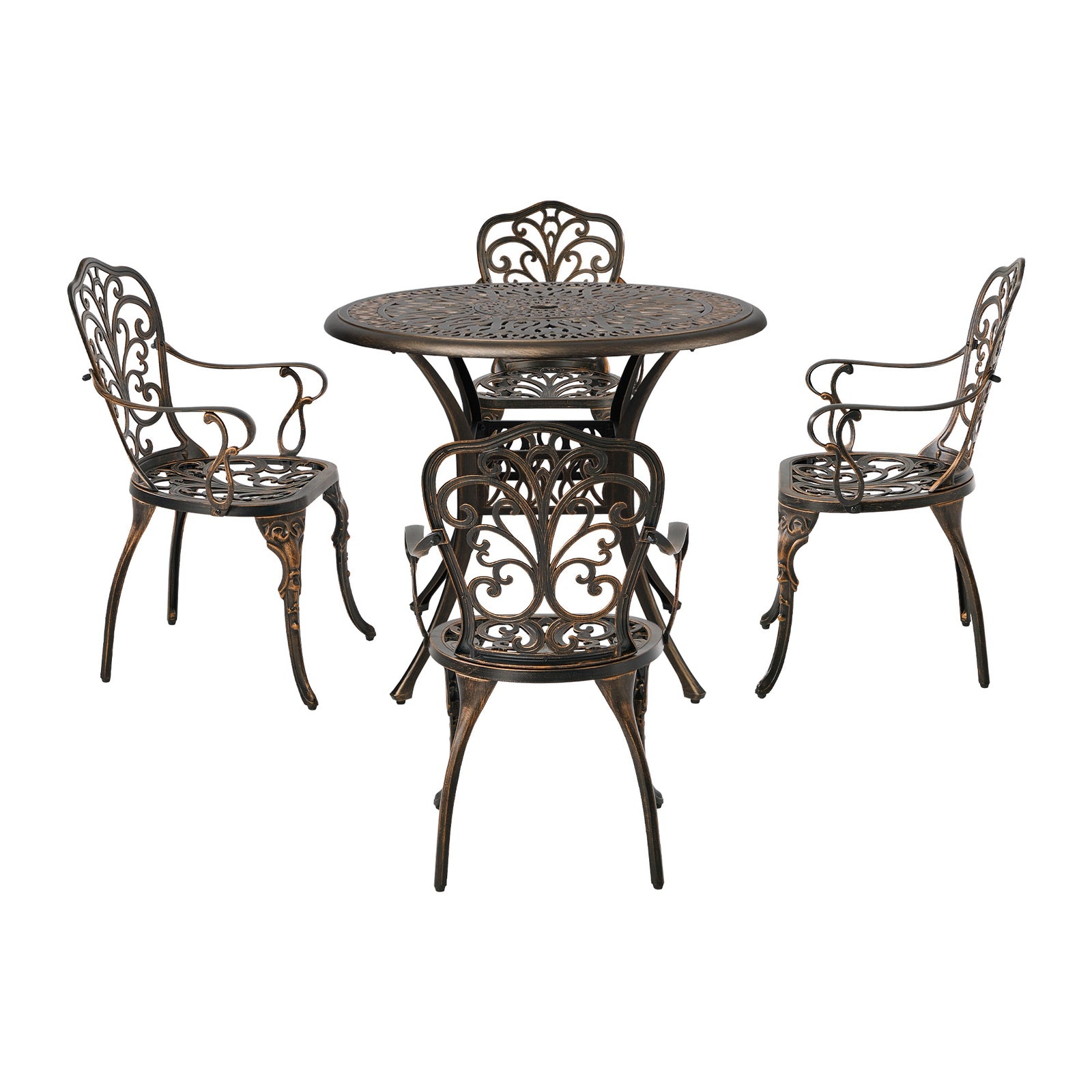 Livsip 5 Piece Outdoor Patio Set Table Chairs Bistro Cast Aluminium Furniture