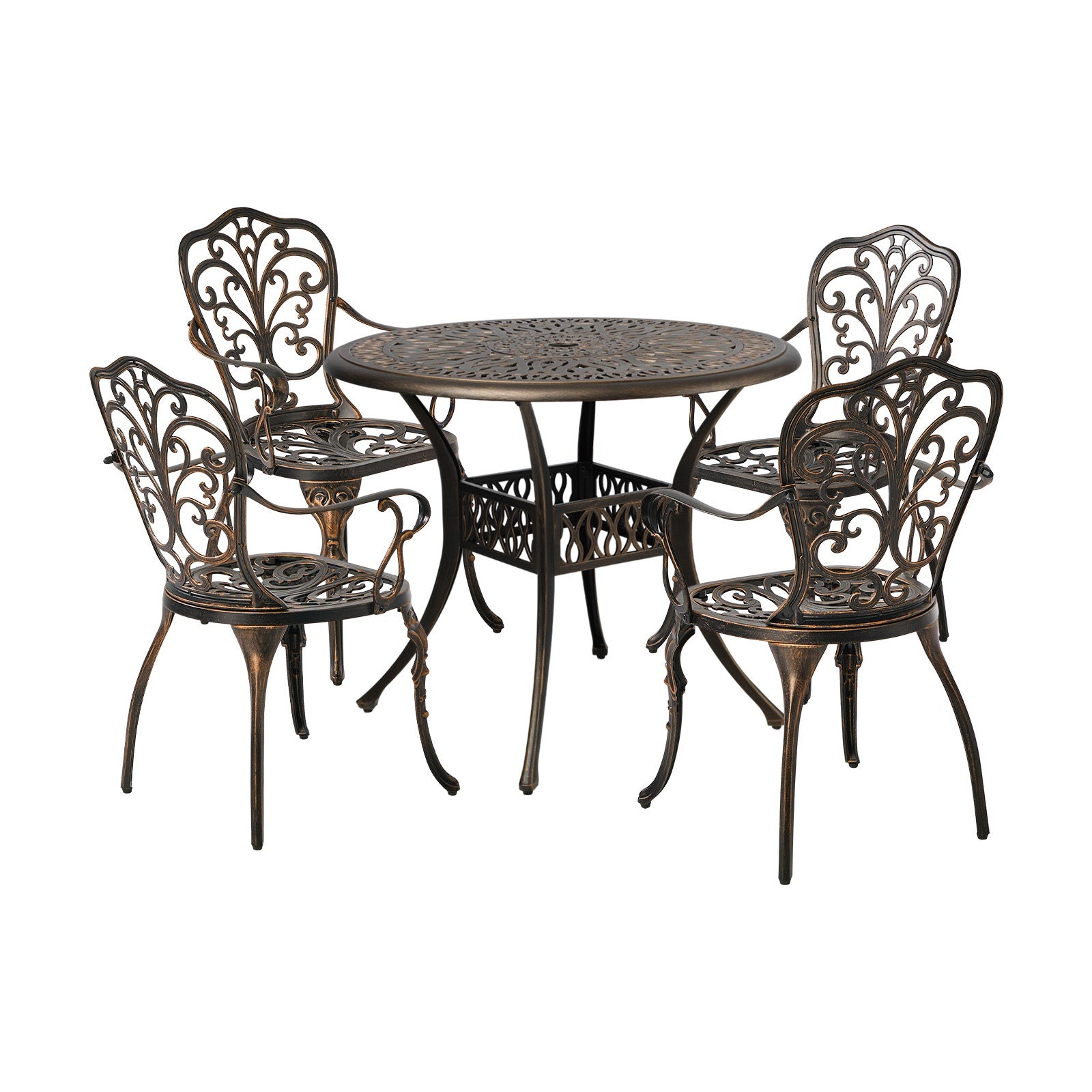 Livsip 5 Piece Outdoor Patio Set Table Chairs Bistro Cast Aluminium Furniture