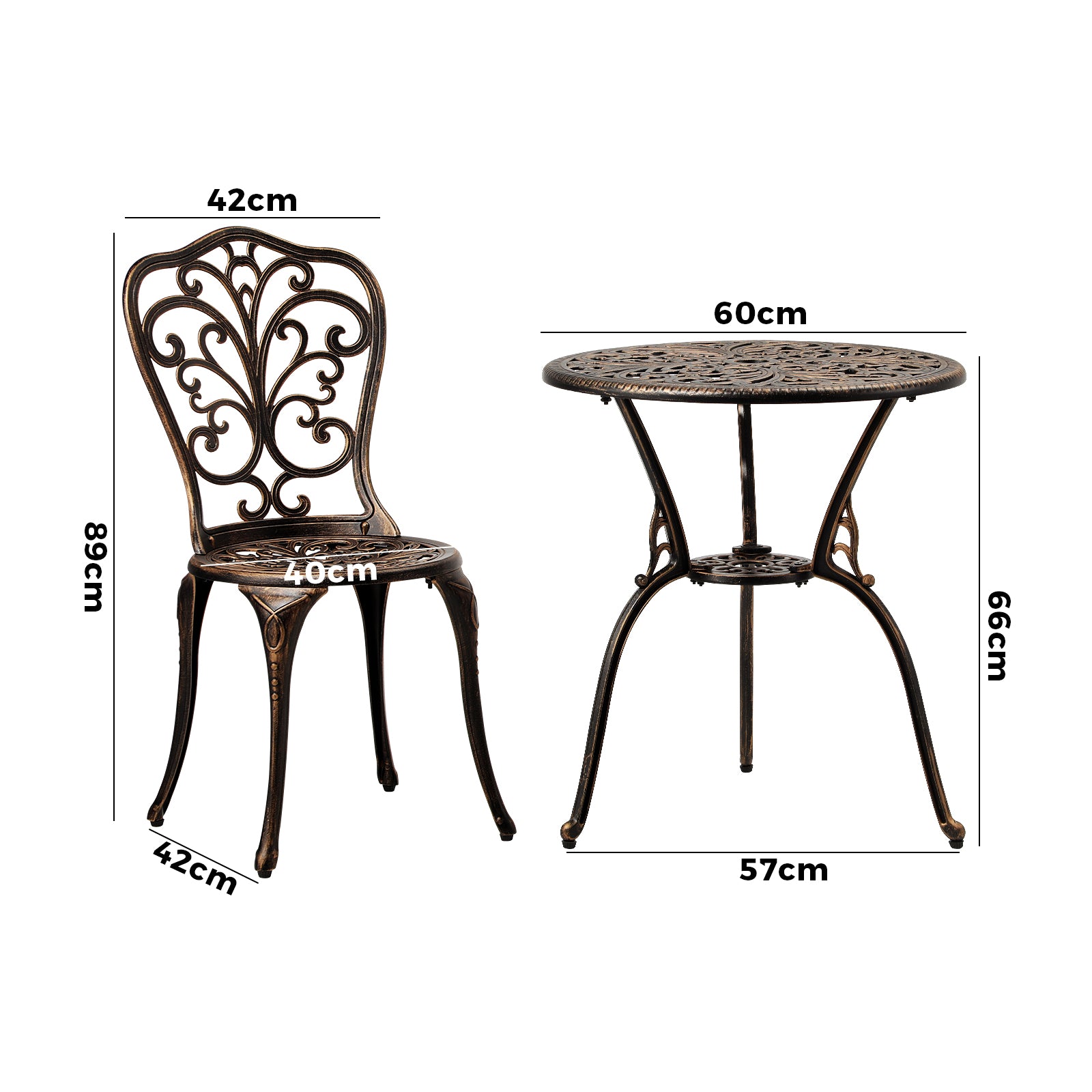 Livsip Bistro Furniture Setting 3 Piece Chairs Table Patio Indoor/Outdoor Set - Sunyee