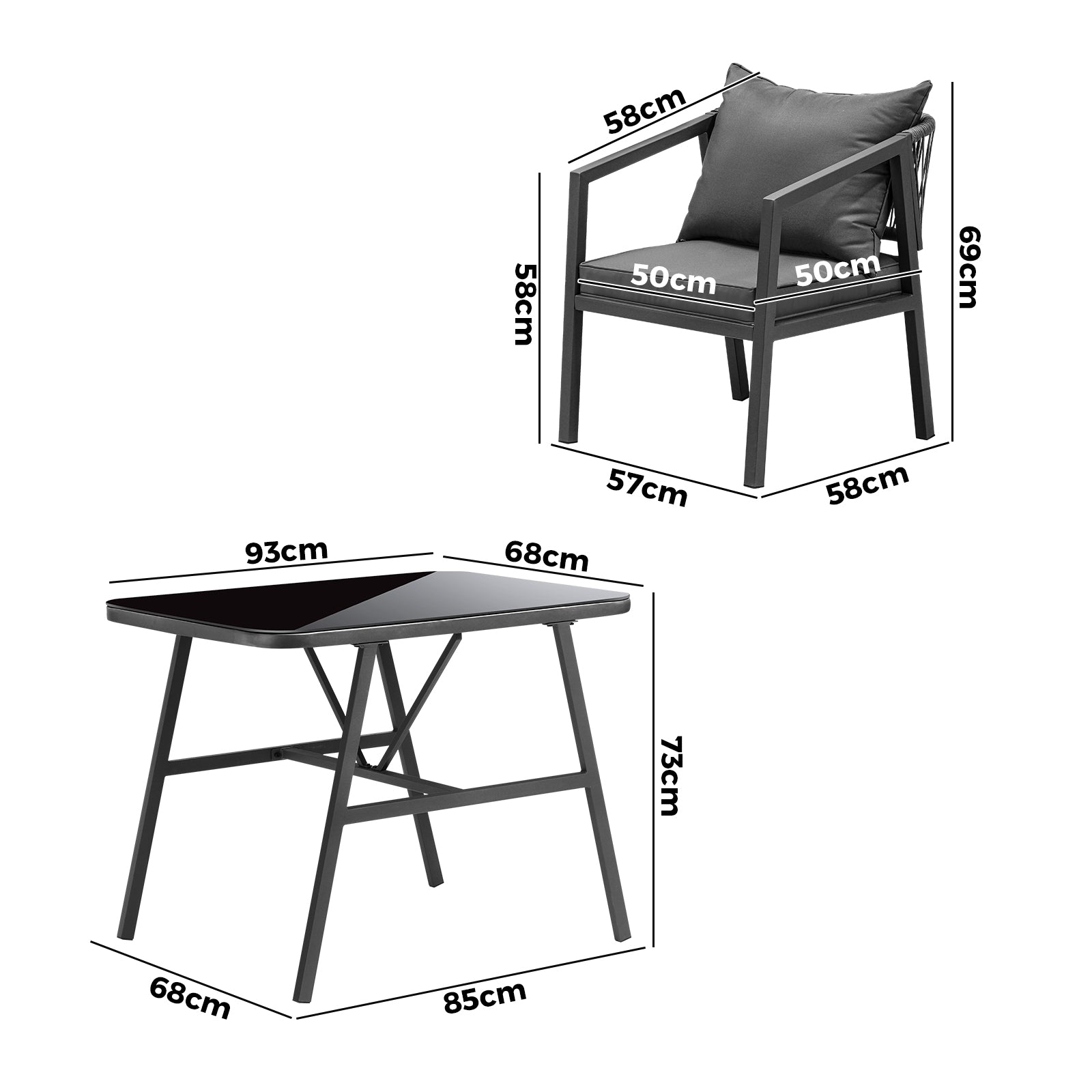 Livsip 3PCS Outdoor Dining Setting Lounge Patio Furniture Table Chairs Set - Sunyee