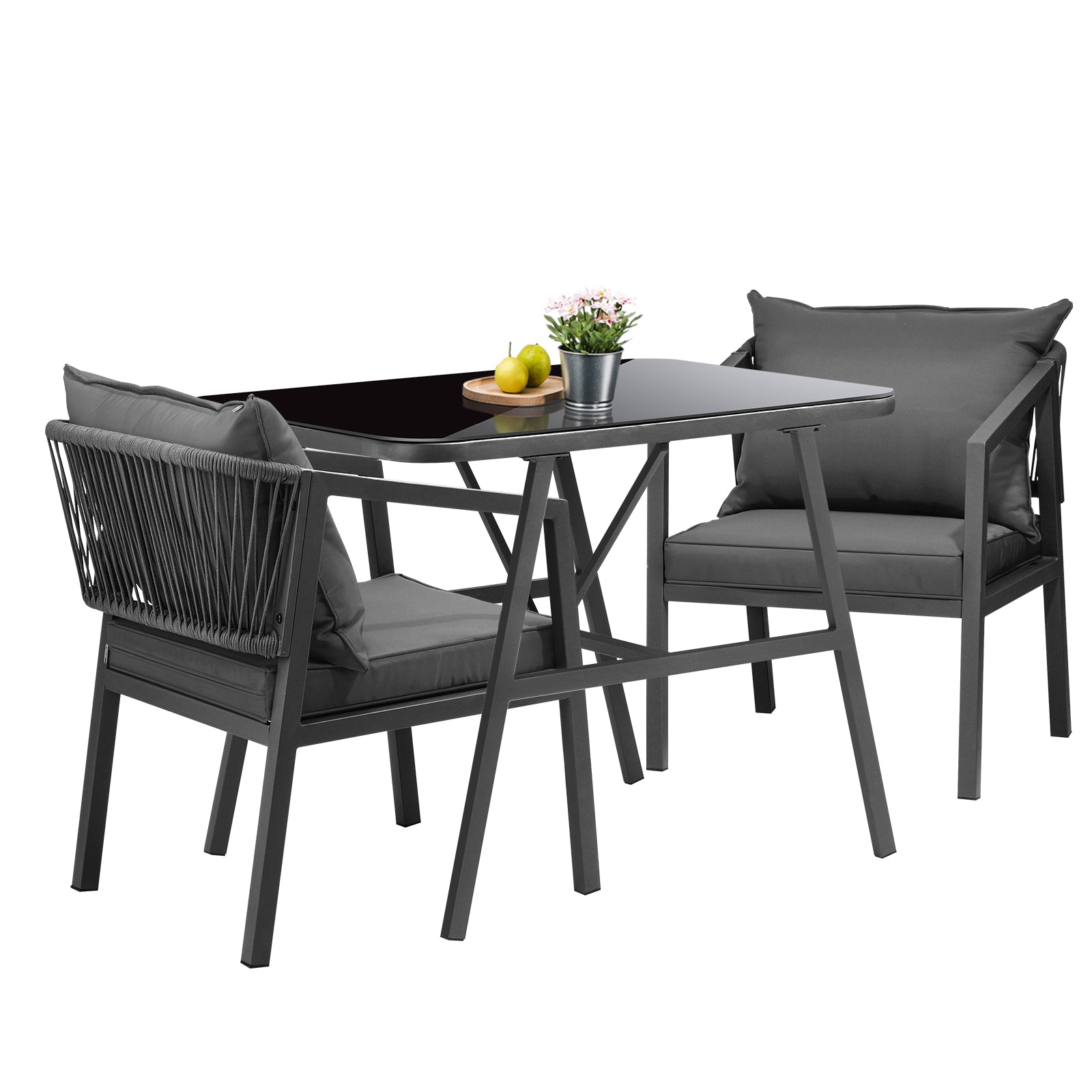Livsip 3PCS Outdoor Dining Setting Lounge Patio Furniture Table Chairs Set - Sunyee