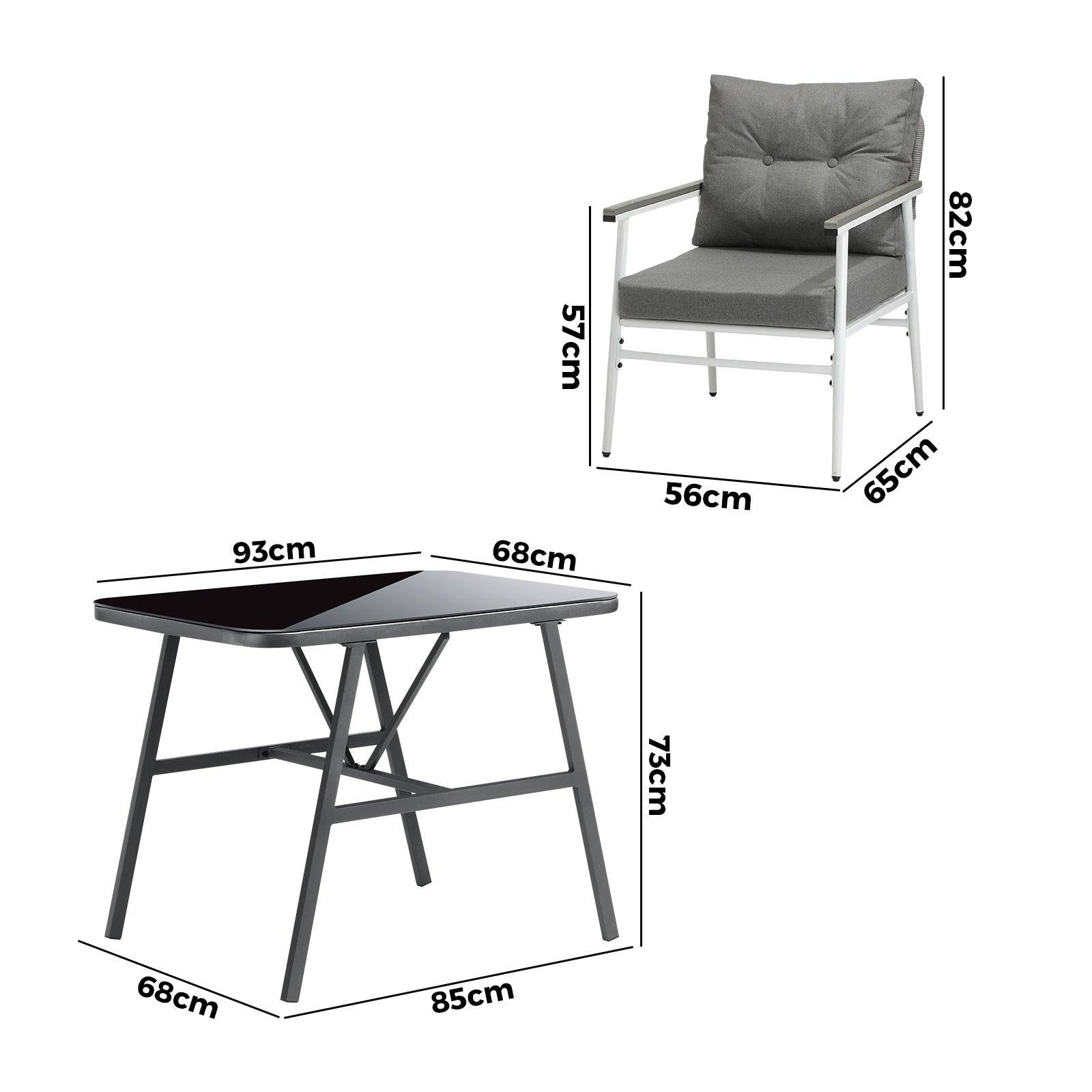 Livsip Outdoor Dining Set Patio Furniture Setting Garden Table and Chairs 3PCS - Sunyee