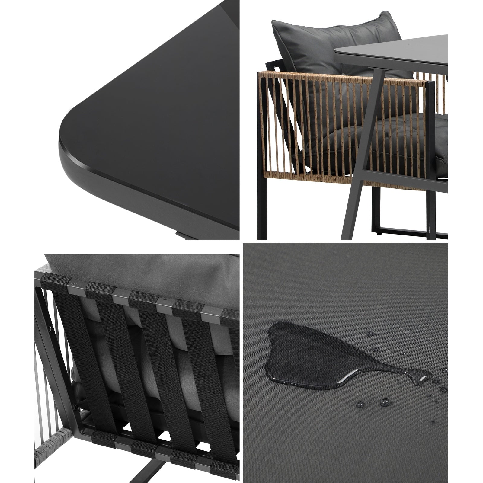 Livsip Outdoor Dining Setting 2 Seater Lounge Patio Furniture Table Chairs Set - Sunyee