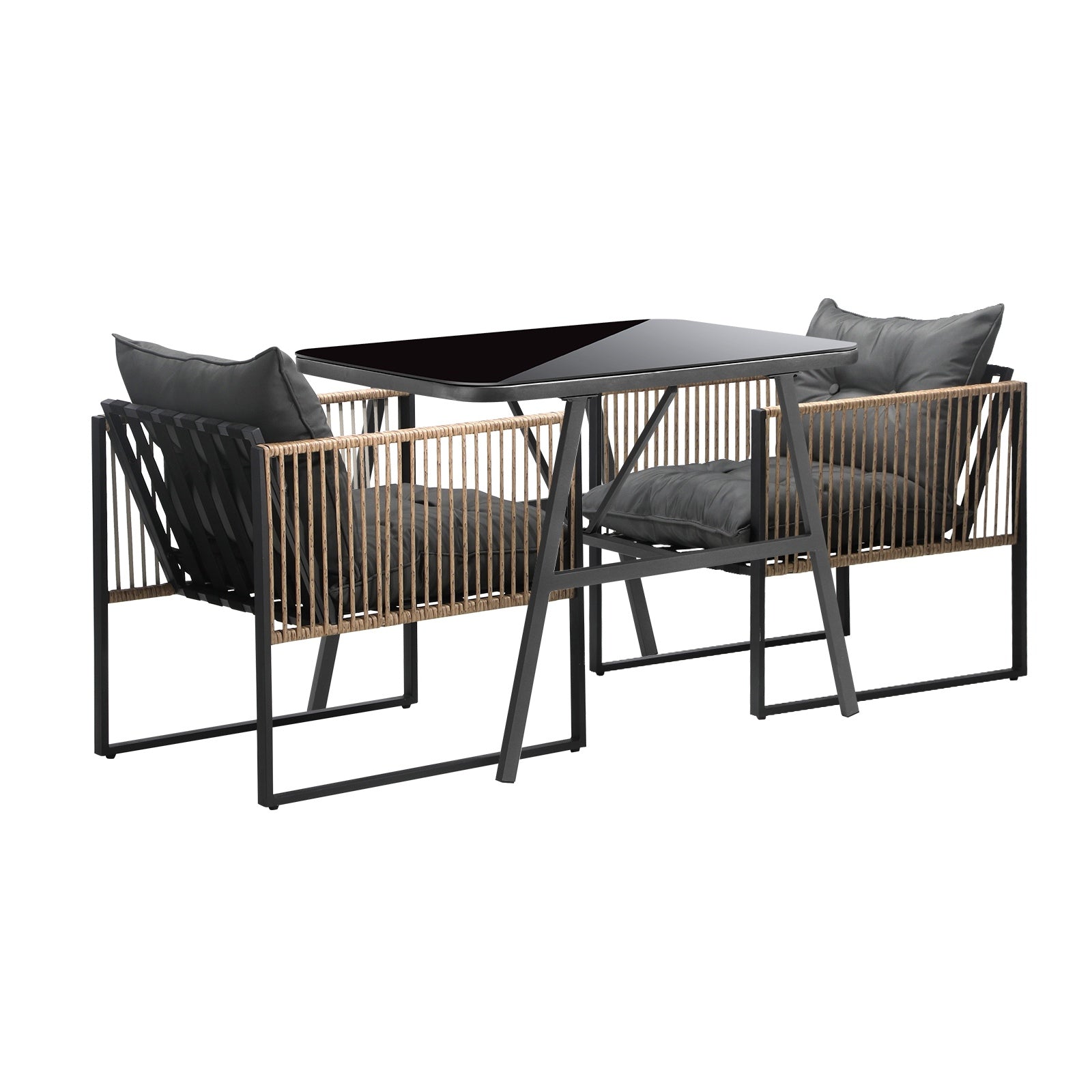 Livsip Outdoor Dining Setting 2 Seater Lounge Patio Furniture Table Chairs Set - Sunyee