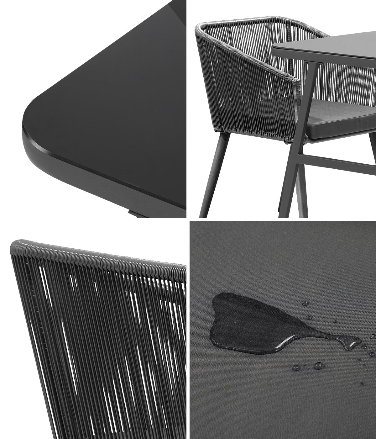 Livsip Outdoor Dining Setting 3 Piece Lounge Patio Furniture Table Chairs Set - Sunyee