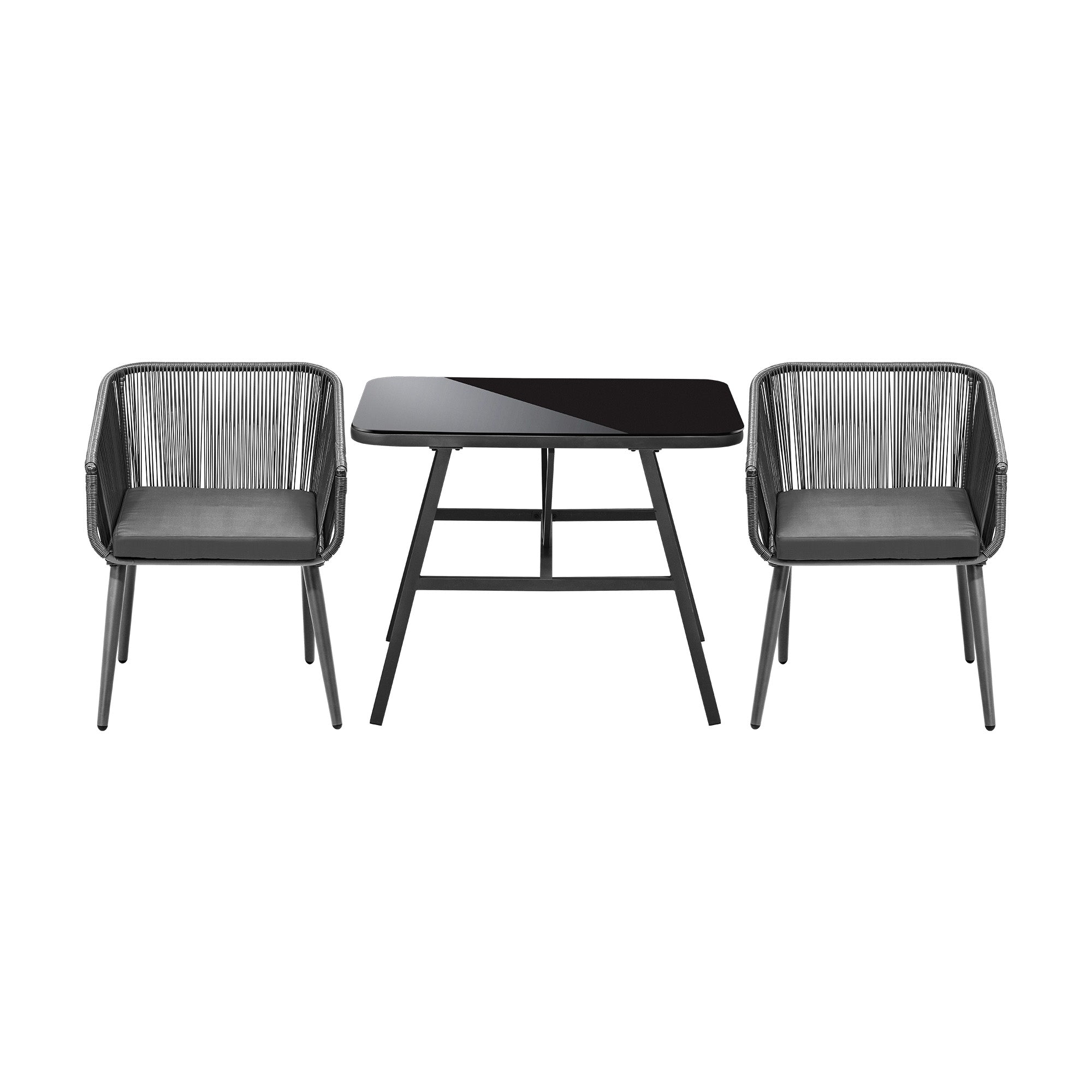 Livsip Outdoor Dining Setting 3 Piece Lounge Patio Furniture Table Chairs Set - Sunyee