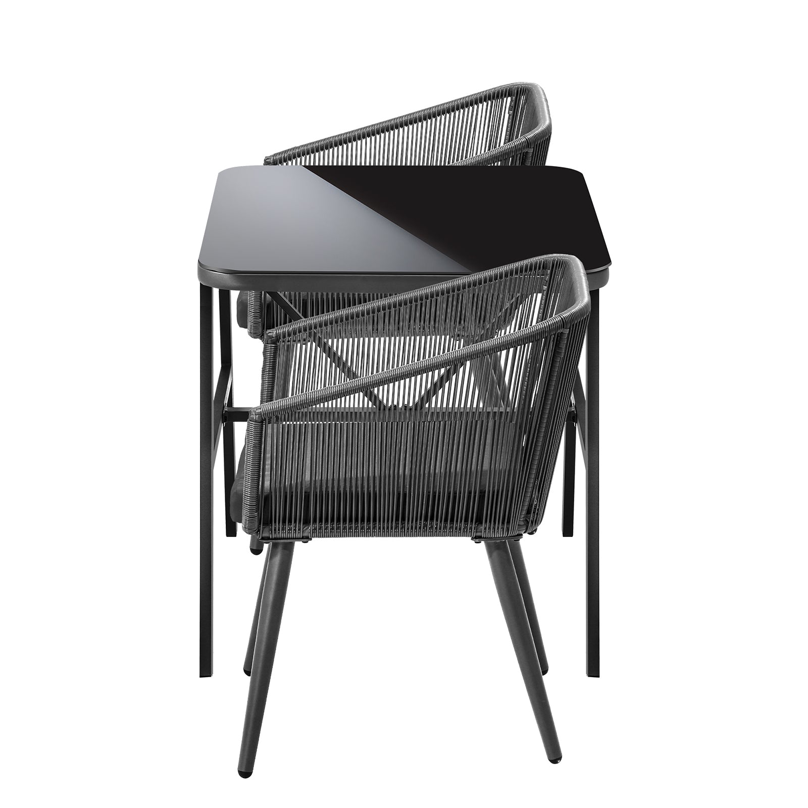 Livsip Outdoor Dining Setting 3 Piece Lounge Patio Furniture Table Chairs Set - Sunyee