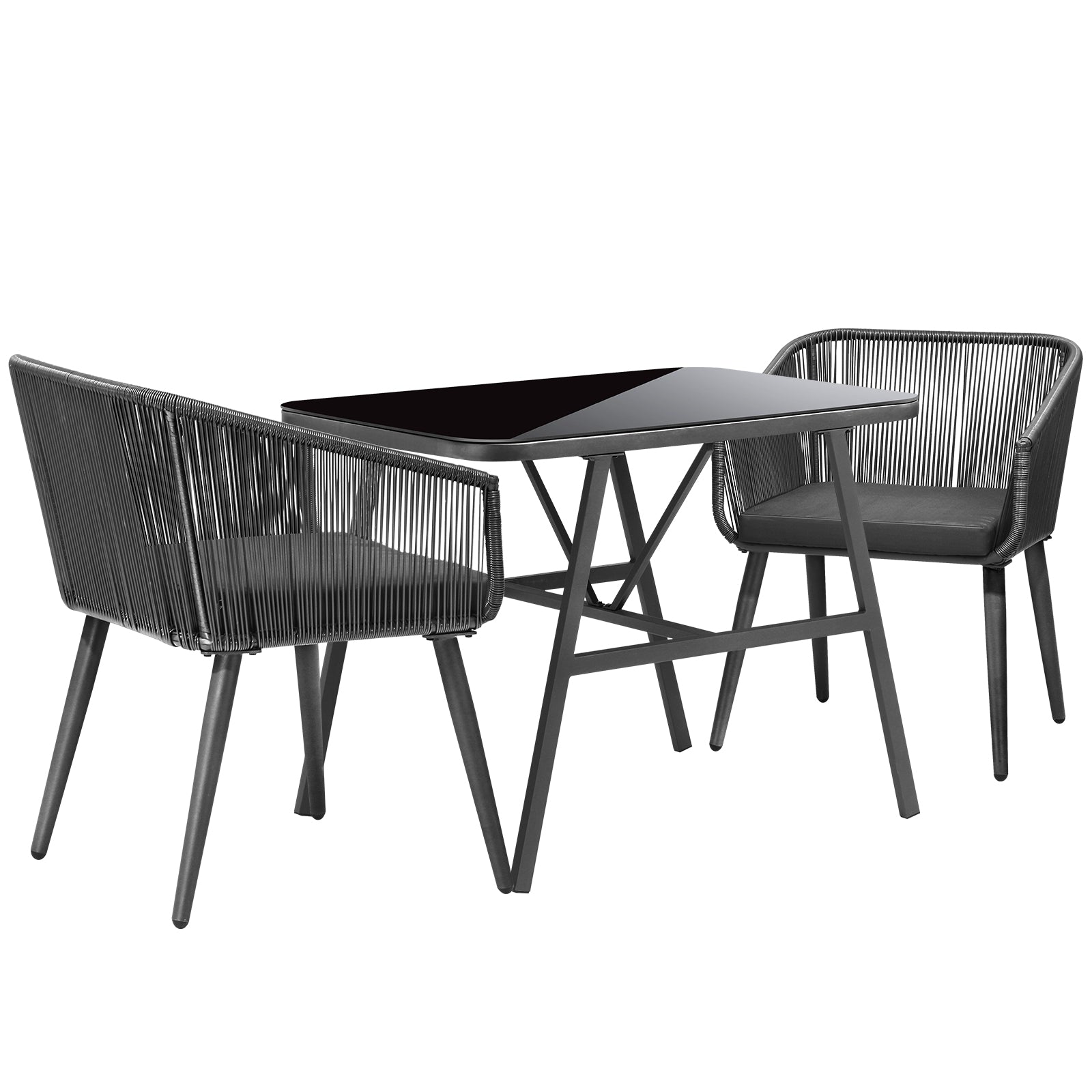 Livsip Outdoor Dining Setting 3 Piece Lounge Patio Furniture Table Chairs Set - Sunyee