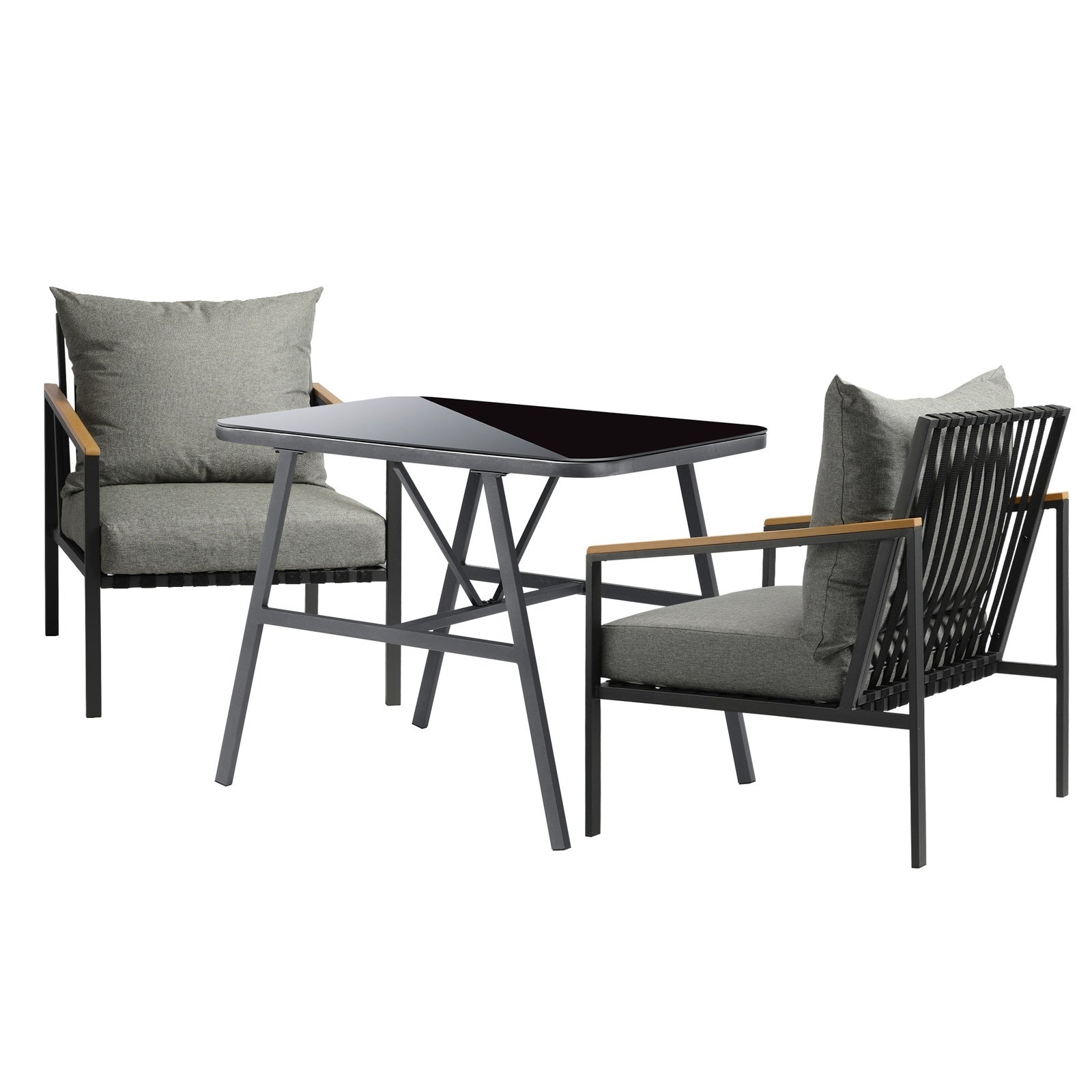 Livsip Outdoor Dining Set Table and Chairs Patio Furniture Garden Setting 3PCS - Sunyee