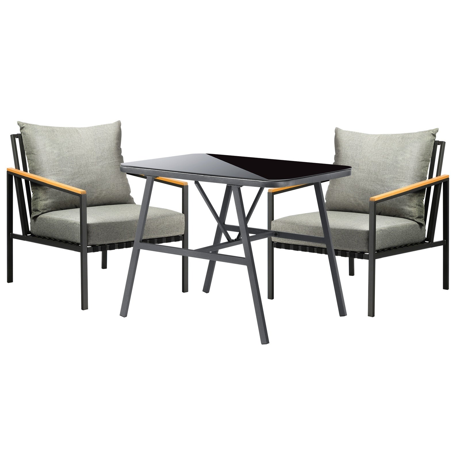 Livsip Outdoor Dining Set Table and Chairs Patio Furniture Garden Setting 3PCS - Sunyee