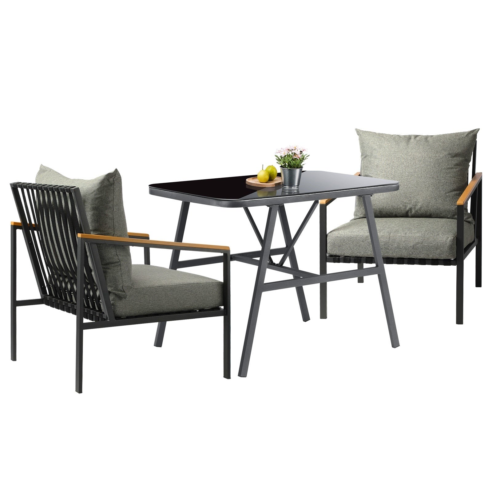 Livsip Outdoor Dining Set Table and Chairs Patio Furniture Garden Setting 3PCS - Sunyee