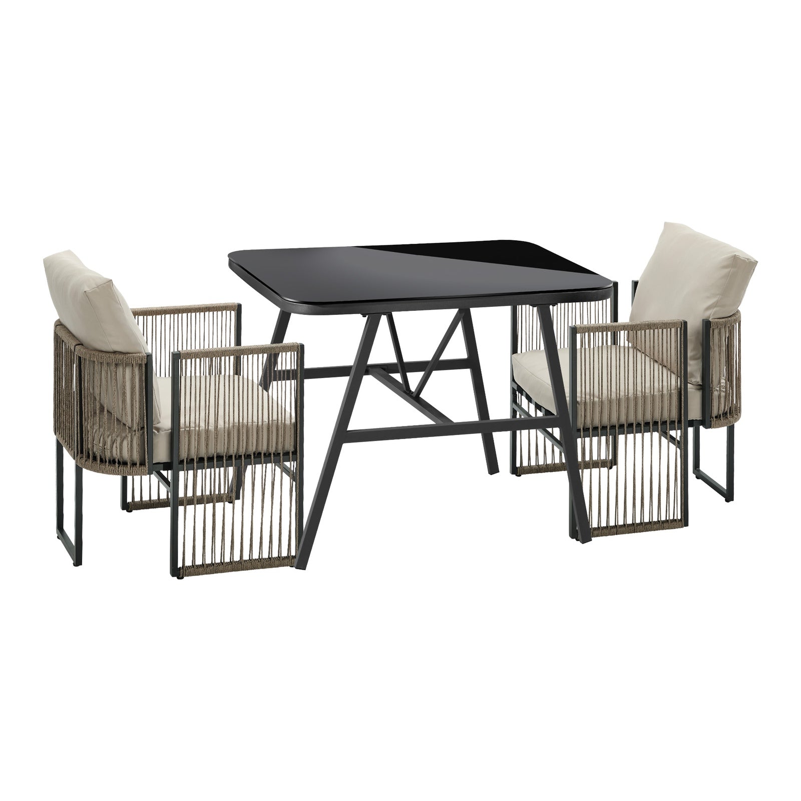 Livsip 5 Pieces Outdoor Patio Set Table Chair Setting Rope Bistro Furniture