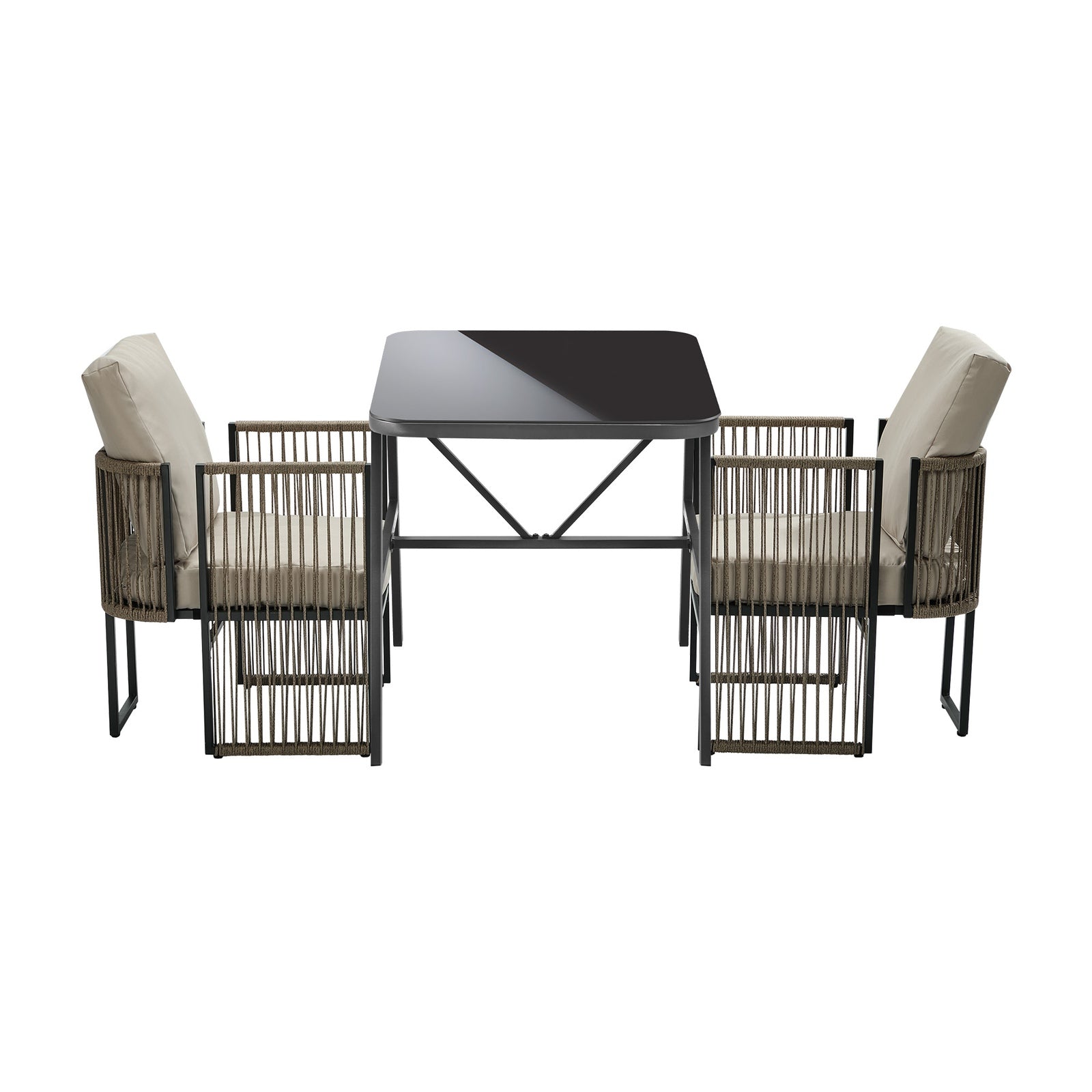 Livsip 5 Pieces Outdoor Patio Set Table Chair Setting Rope Bistro Furniture