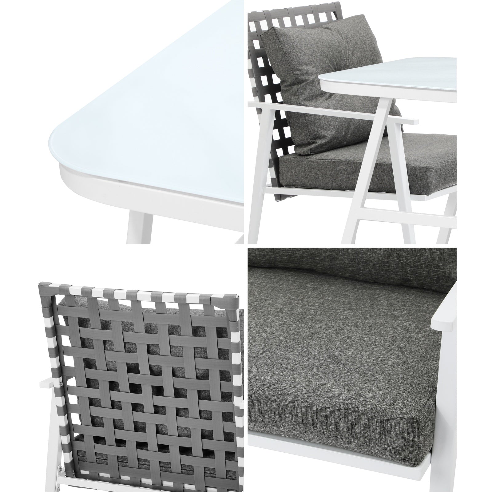 Livsip Outdoor Dining Set Rattan Chair Marble-style Table Garden Patio Furniture - Sunyee