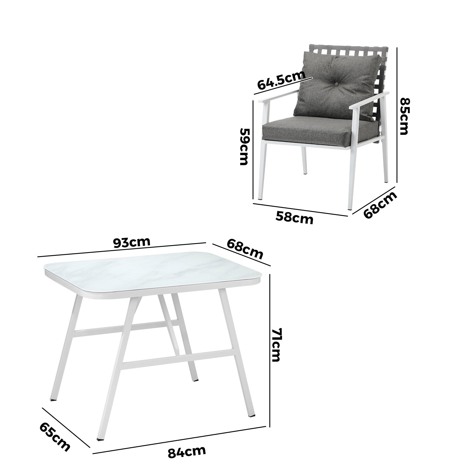 Livsip Outdoor Dining Set Rattan Chair Marble-style Table Garden Patio Furniture - Sunyee