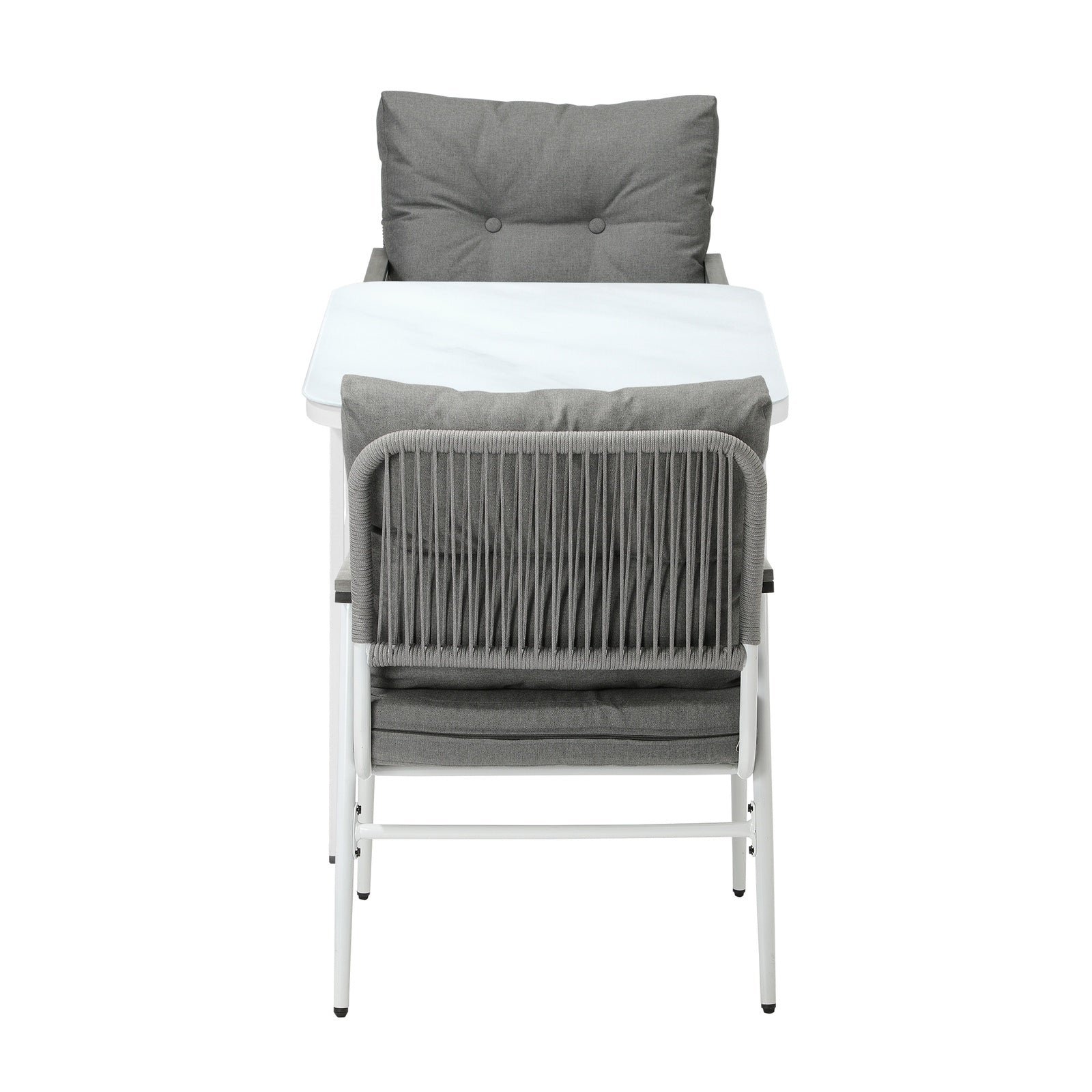 Livsip Outdoor Dining Set Garden Furniture Setting Marble-style Table 3 Piece - Sunyee