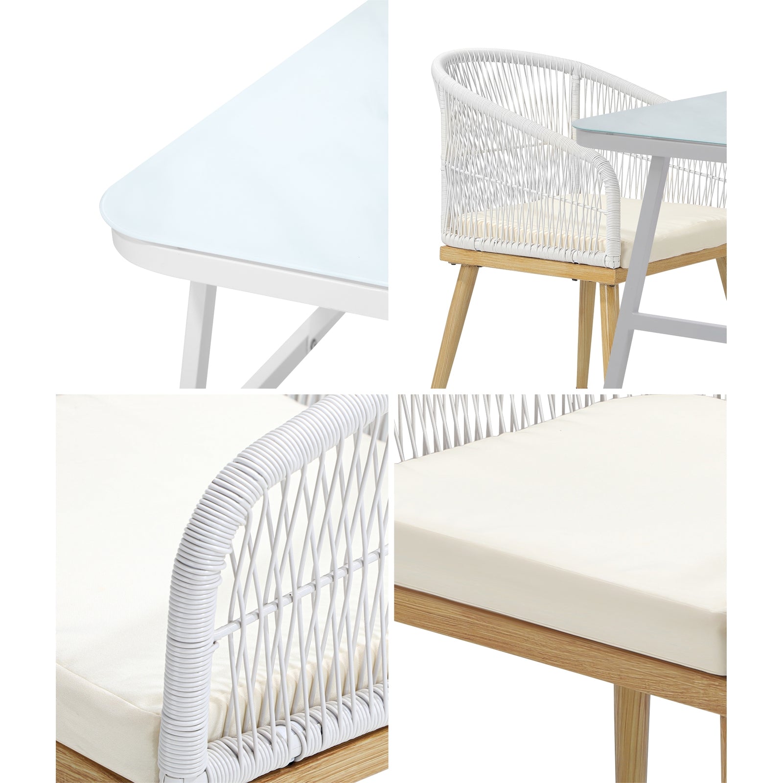 Livsip Outdoor Dining Set Patio Furniture Setting Garden Marble-style Table 3PCS - Sunyee