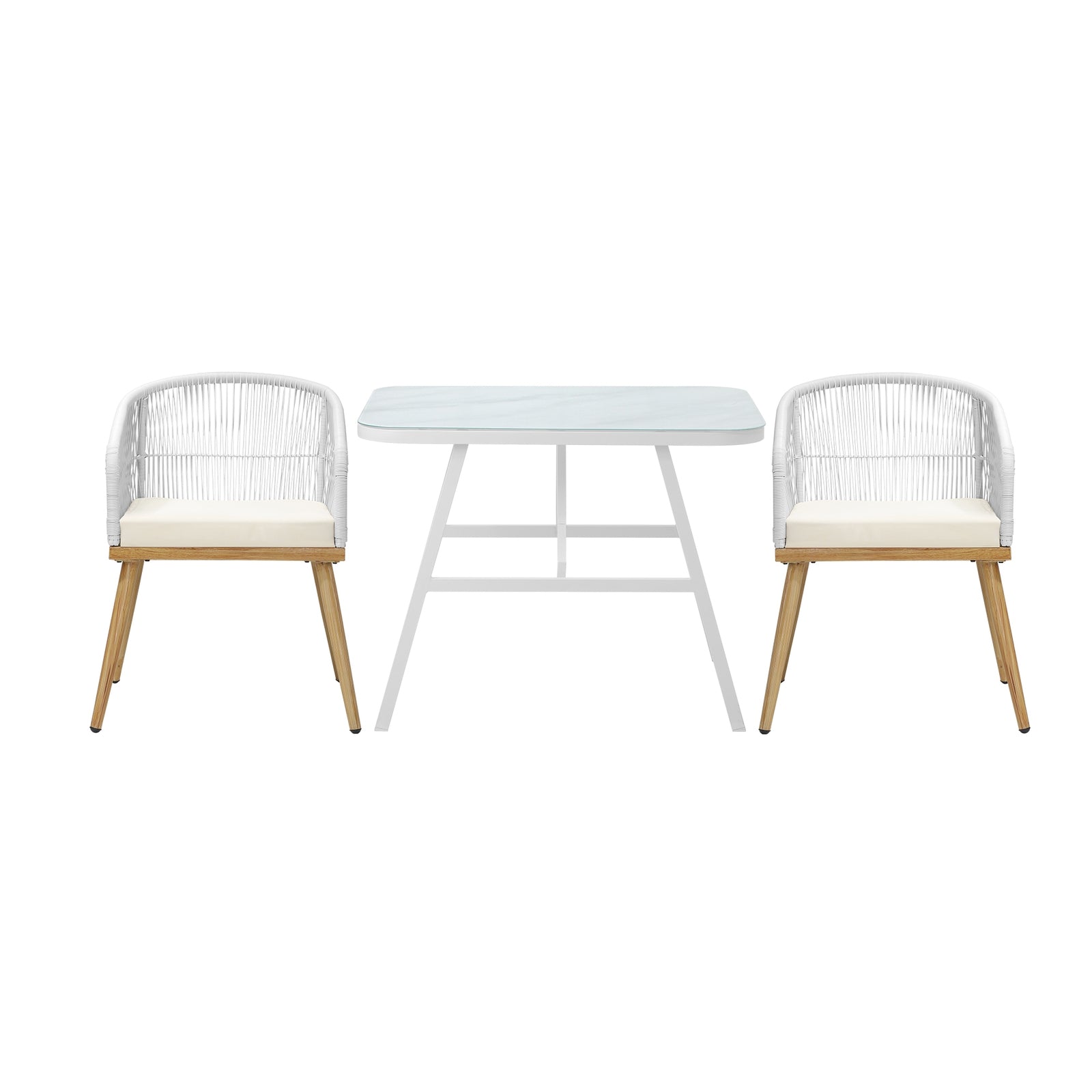 Livsip Outdoor Dining Set Patio Furniture Setting Garden Marble-style Table 3PCS - Sunyee