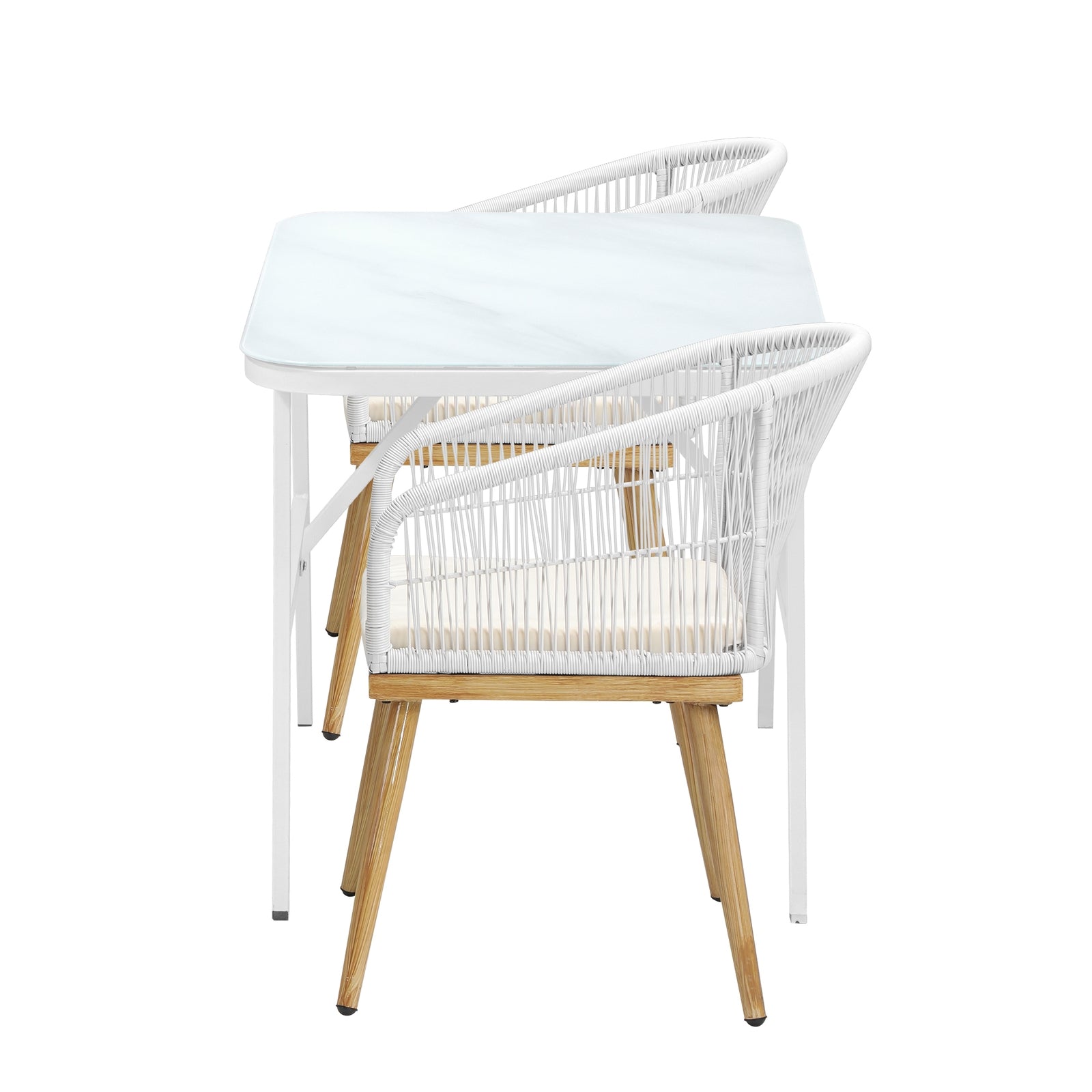 Livsip Outdoor Dining Set Patio Furniture Setting Garden Marble-style Table 3PCS - Sunyee