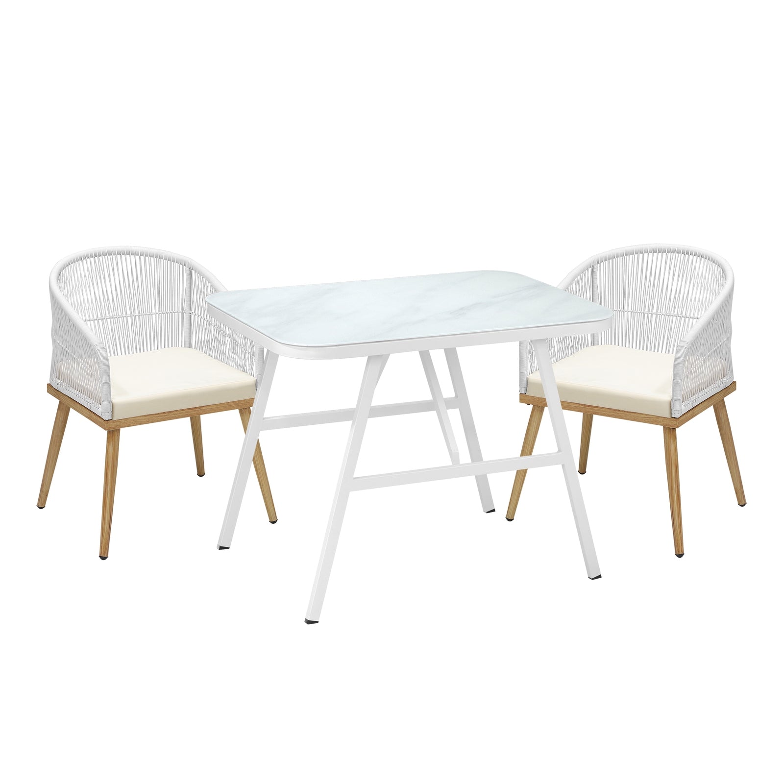 Livsip Outdoor Dining Set Patio Furniture Setting Garden Marble-style Table 3PCS - Sunyee