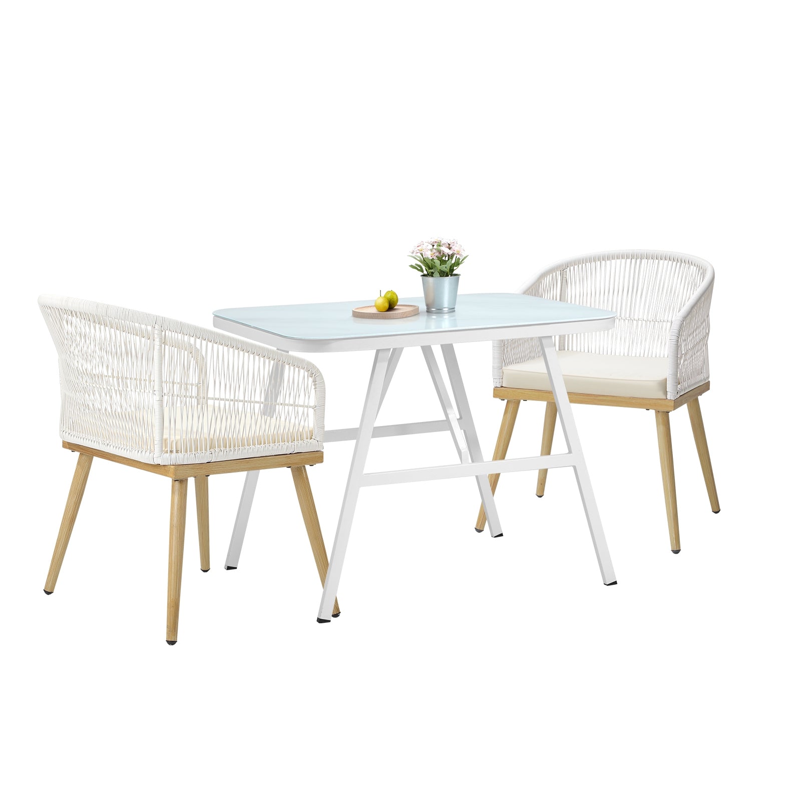 Livsip Outdoor Dining Set Patio Furniture Setting Garden Marble-style Table 3PCS - Sunyee