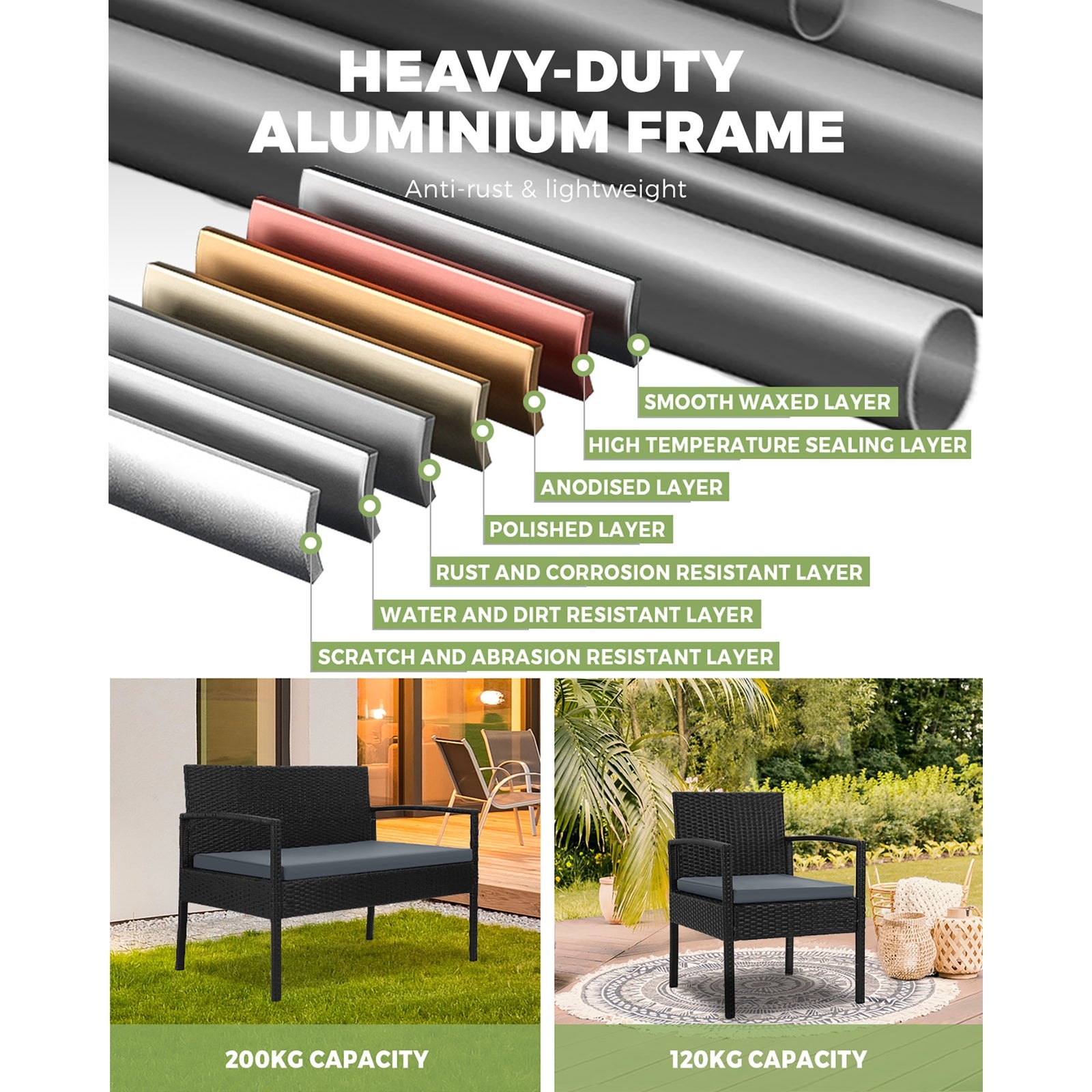 Livsip 4pcs Outdoor Lounge Setting Sofa Set Wicker Garden Patio Furniture Set - Sunyee