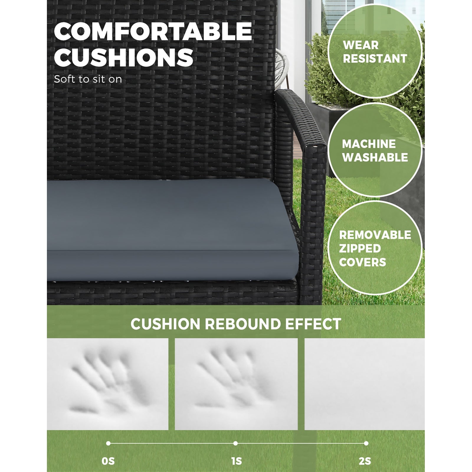 Livsip 4pcs Outdoor Lounge Setting Sofa Set Wicker Garden Patio Furniture Set - Sunyee