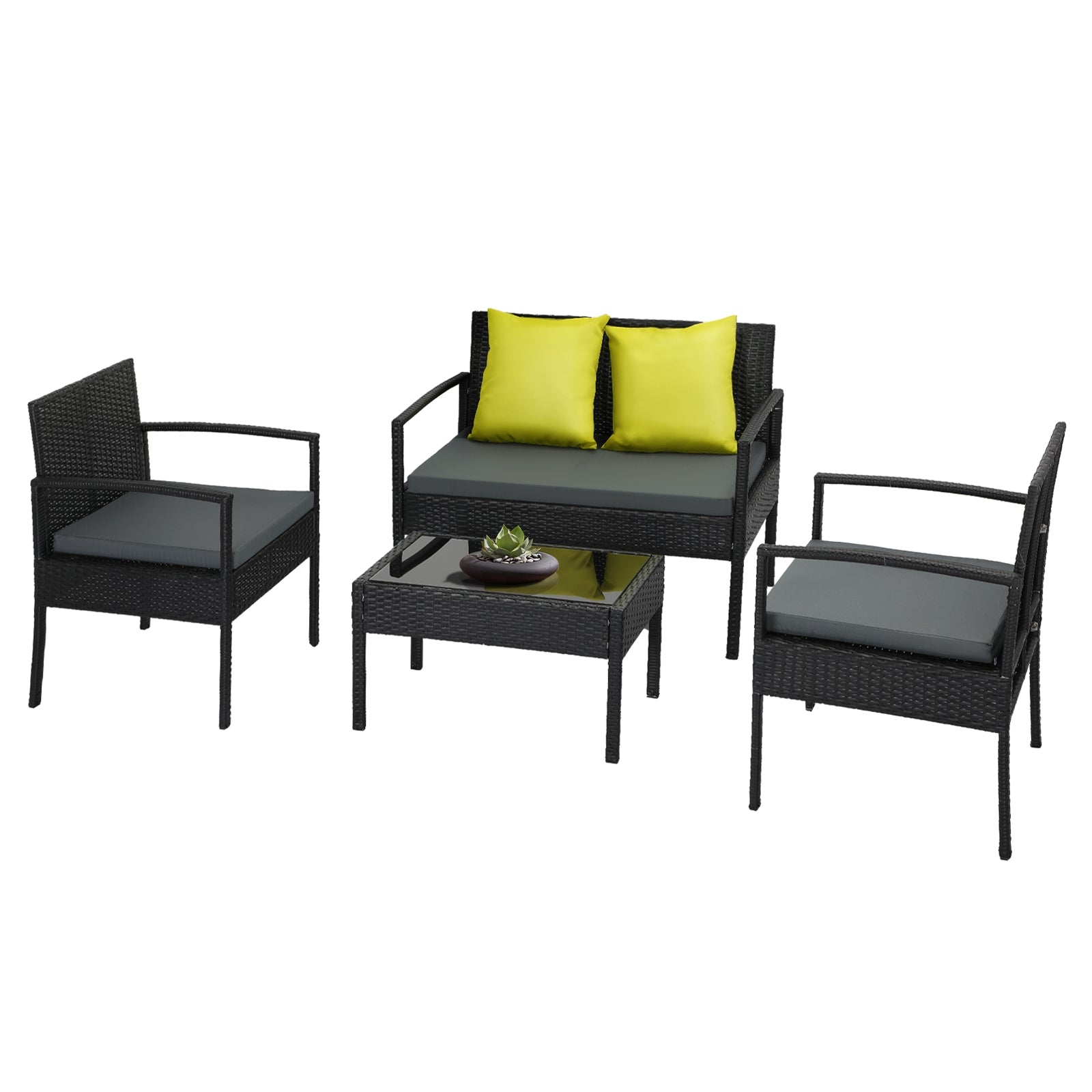 Livsip 4pcs Outdoor Lounge Setting Sofa Set Wicker Garden Patio Furniture Set - Sunyee