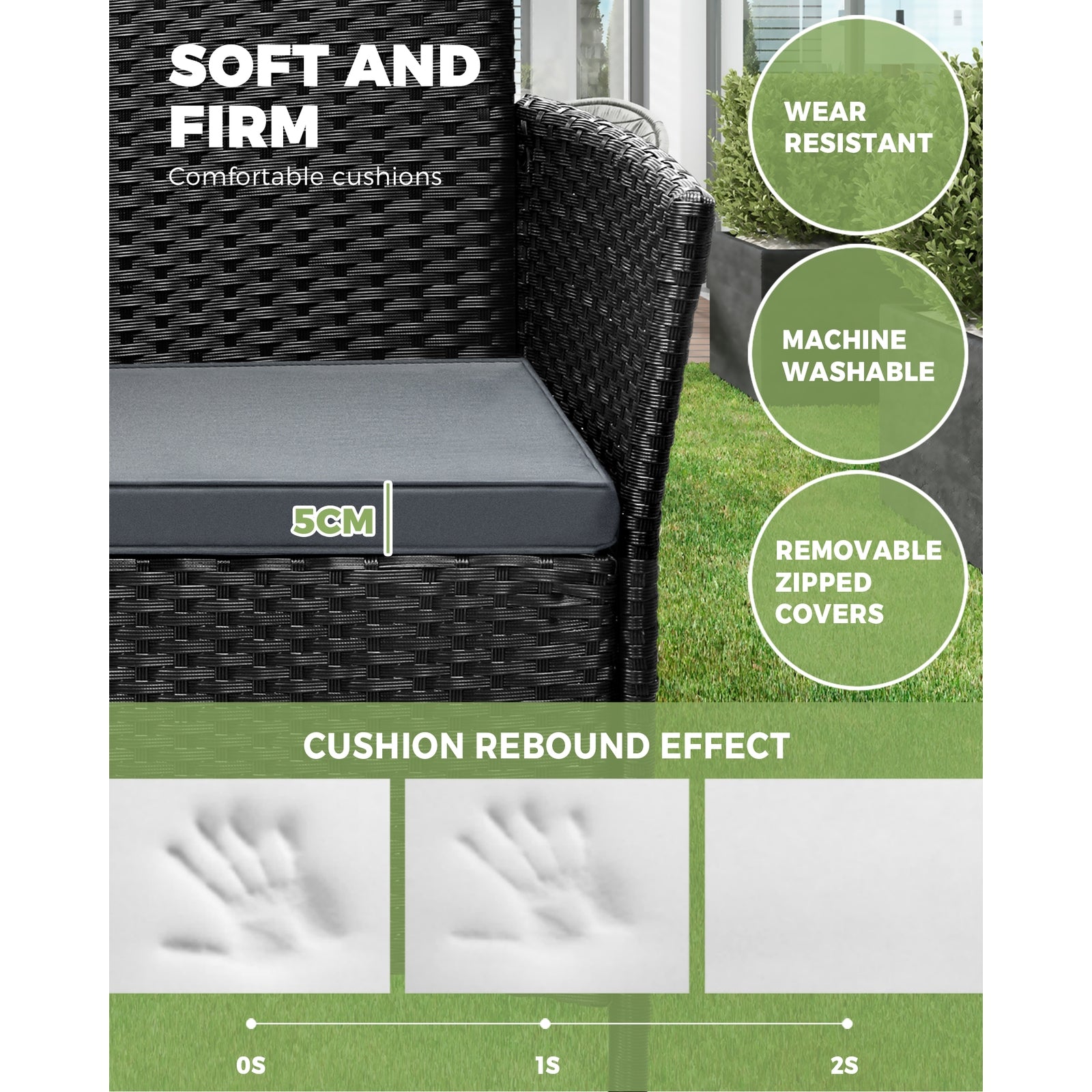 Livsip Outdoor Furniture Lounge Setting Sofa Wicker Chair Table Garden Patio Set - Sunyee