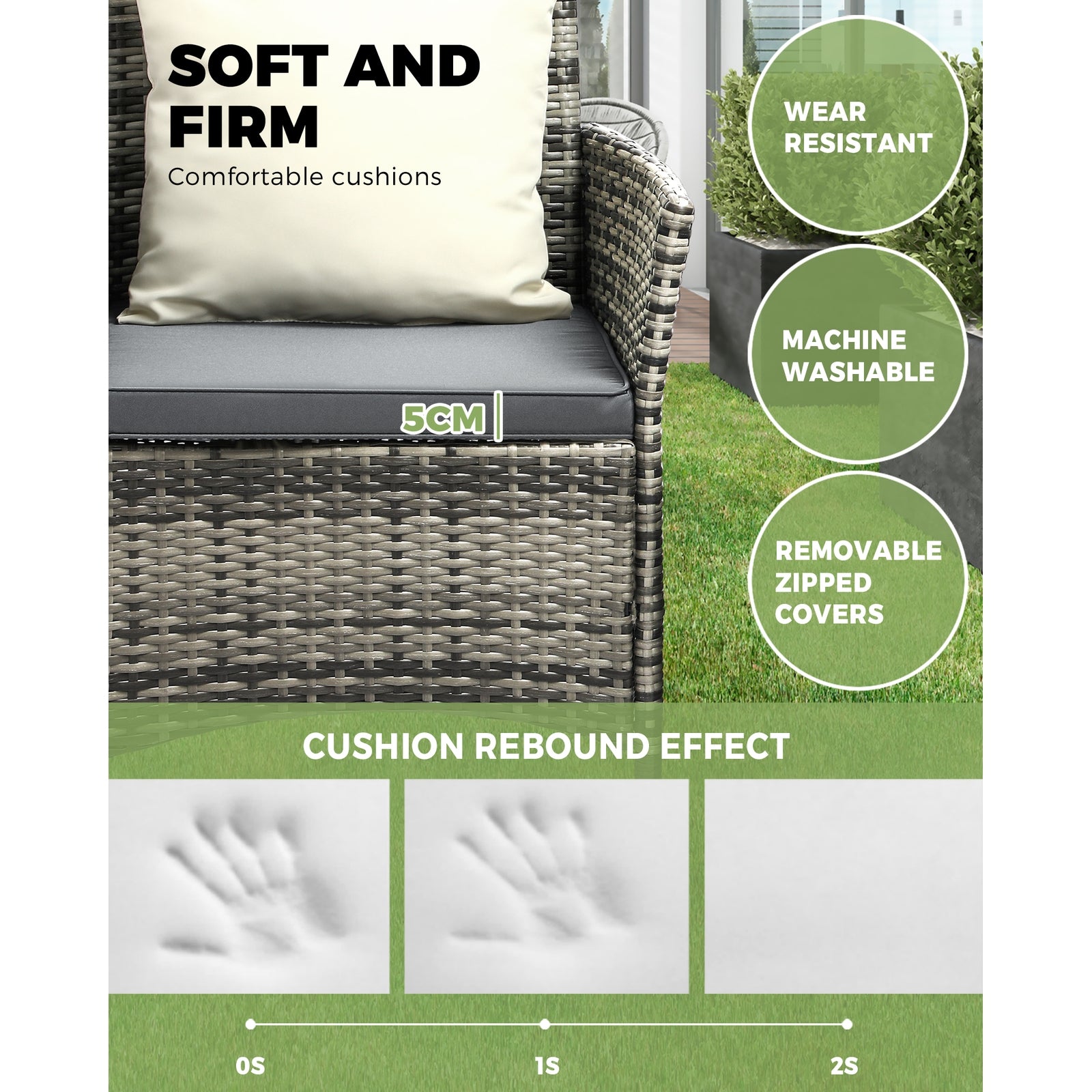 Livsip Outdoor Furniture Setting 3 Piece Wicker Bistro Set Patio Chairs Table - Sunyee