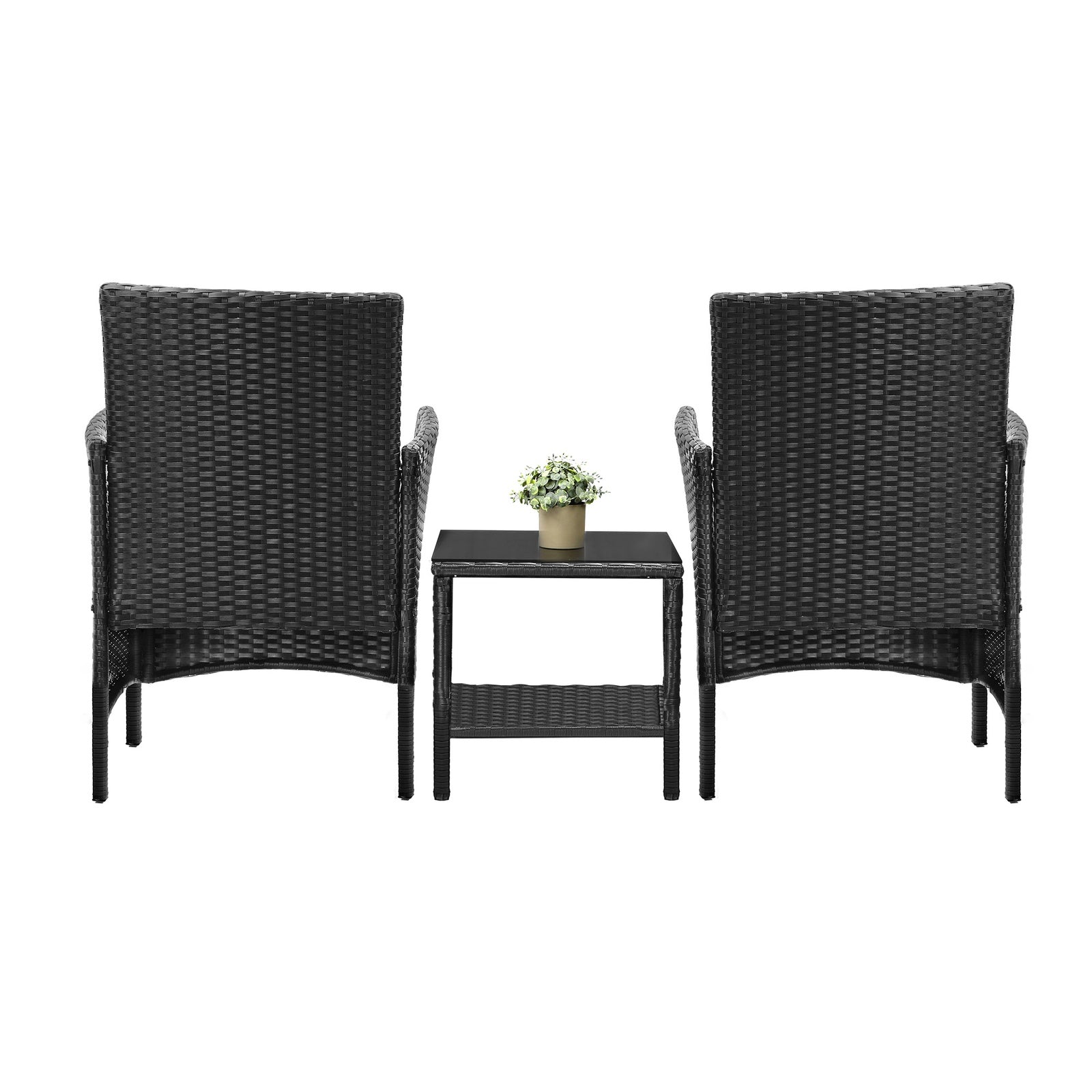Livsip Outdoor Furniture 3 Piece Wicker Bistro Set Patio Chairs Table Garden - Sunyee