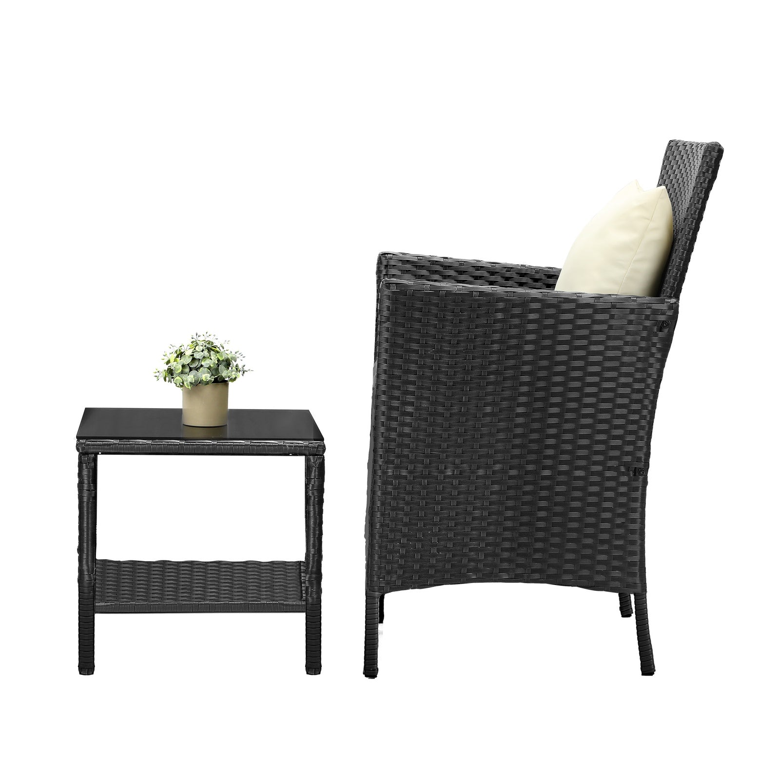 Livsip Outdoor Furniture 3 Piece Wicker Bistro Set Patio Chairs Table Garden - Sunyee
