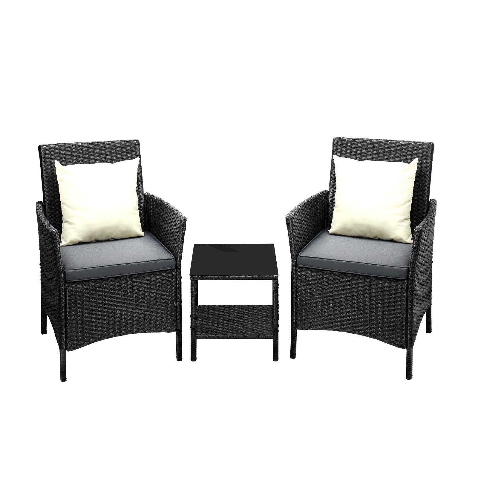 Livsip Outdoor Furniture 3 Piece Wicker Bistro Set Patio Chairs Table Garden - Sunyee