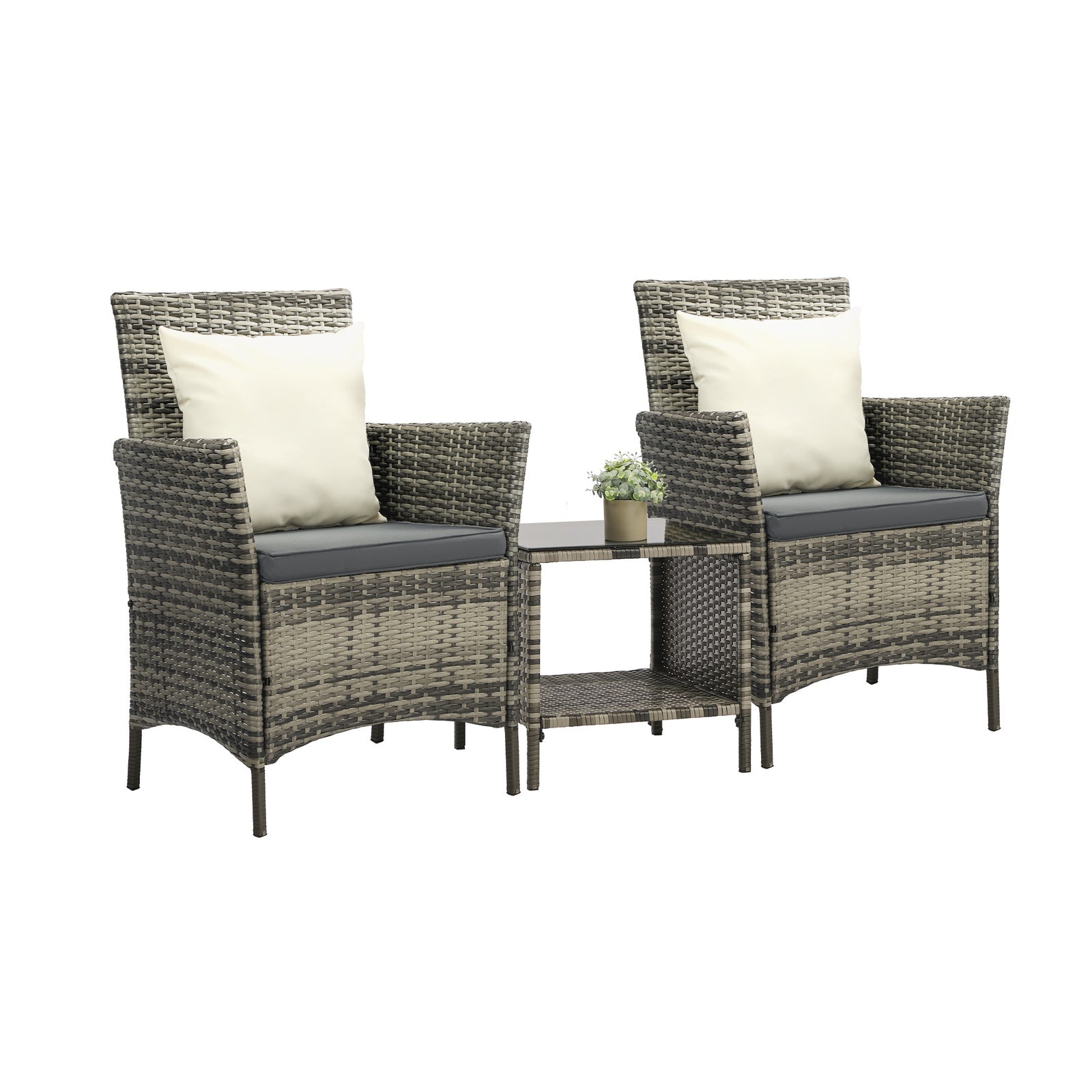 Livsip Outdoor Furniture Setting 3 Piece Wicker Bistro Set Patio Chairs Table - Sunyee