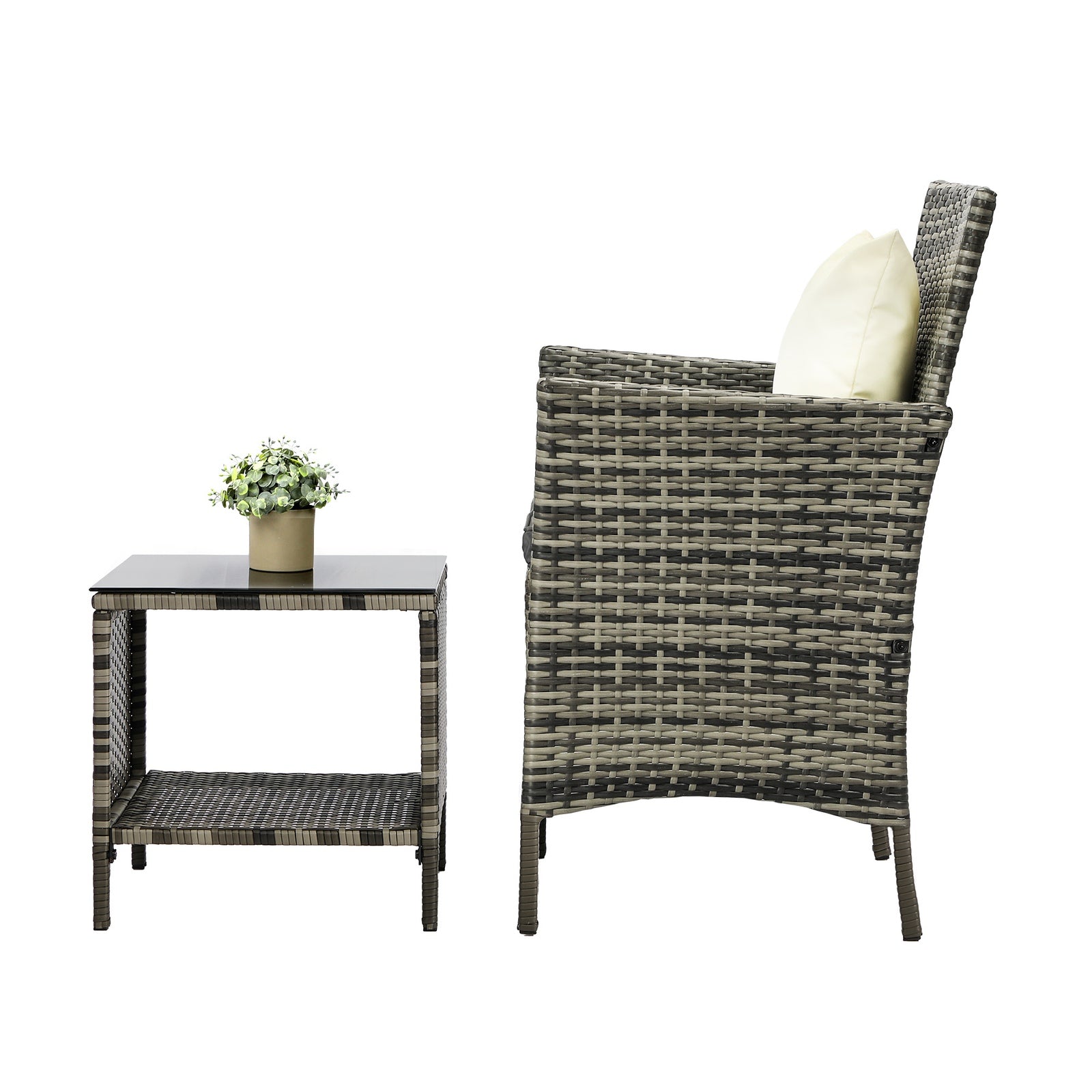 Livsip Outdoor Furniture Setting 3 Piece Wicker Bistro Set Patio Chairs Table - Sunyee