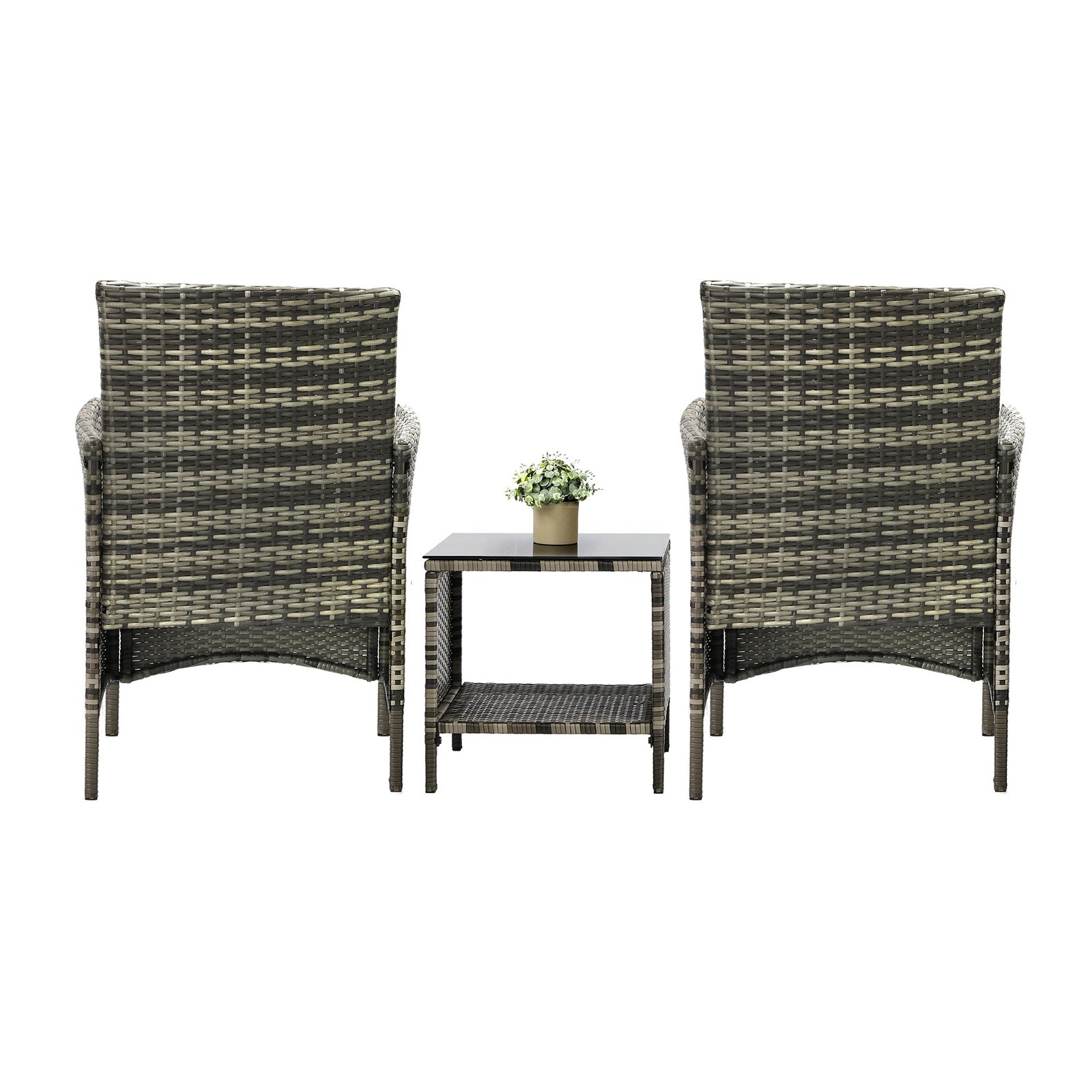 Livsip Outdoor Furniture Setting 3 Piece Wicker Bistro Set Patio Chairs Table - Sunyee