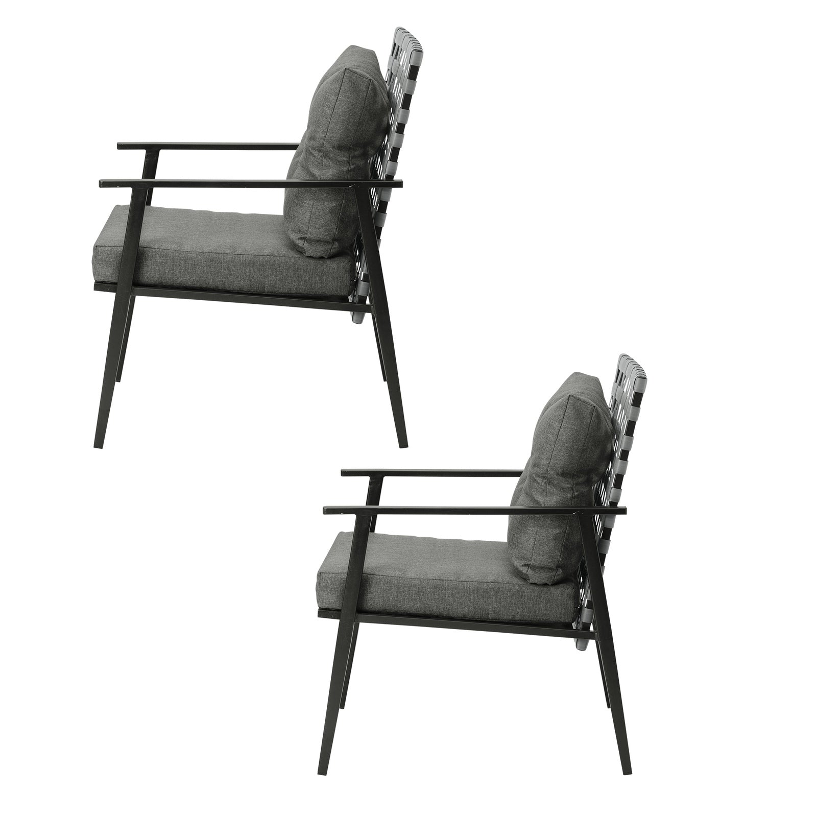 Livsip Outdoor Rattan Chairs Furniture Garden Patio Lounge Armchair Black 2PCS - Sunyee